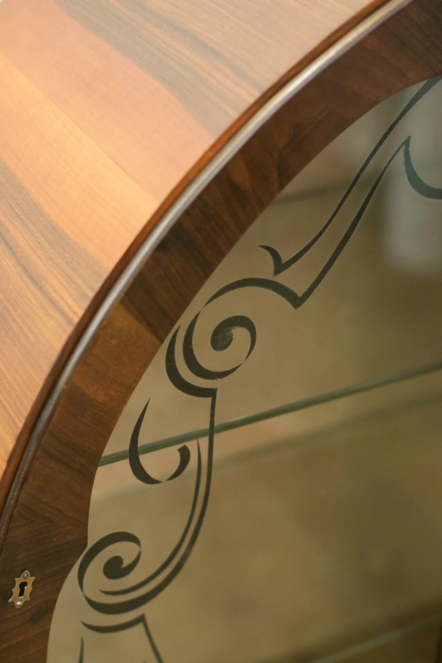 1930s Art Deco walnut veneer circular display cabinet