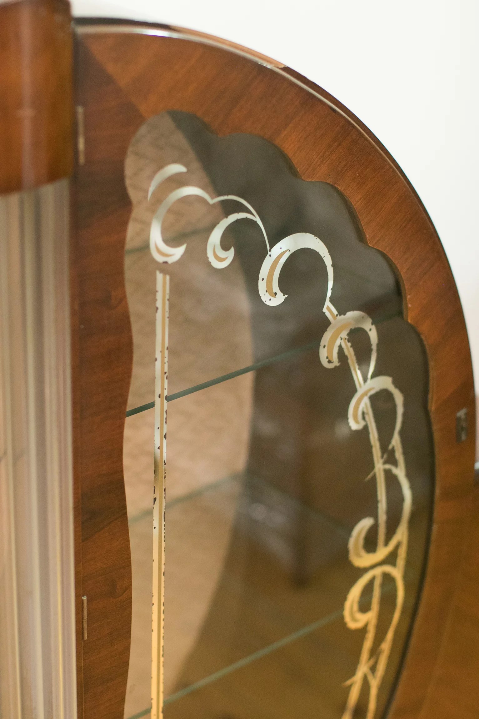 1930s Art Deco walnut veneer circular display cabinet