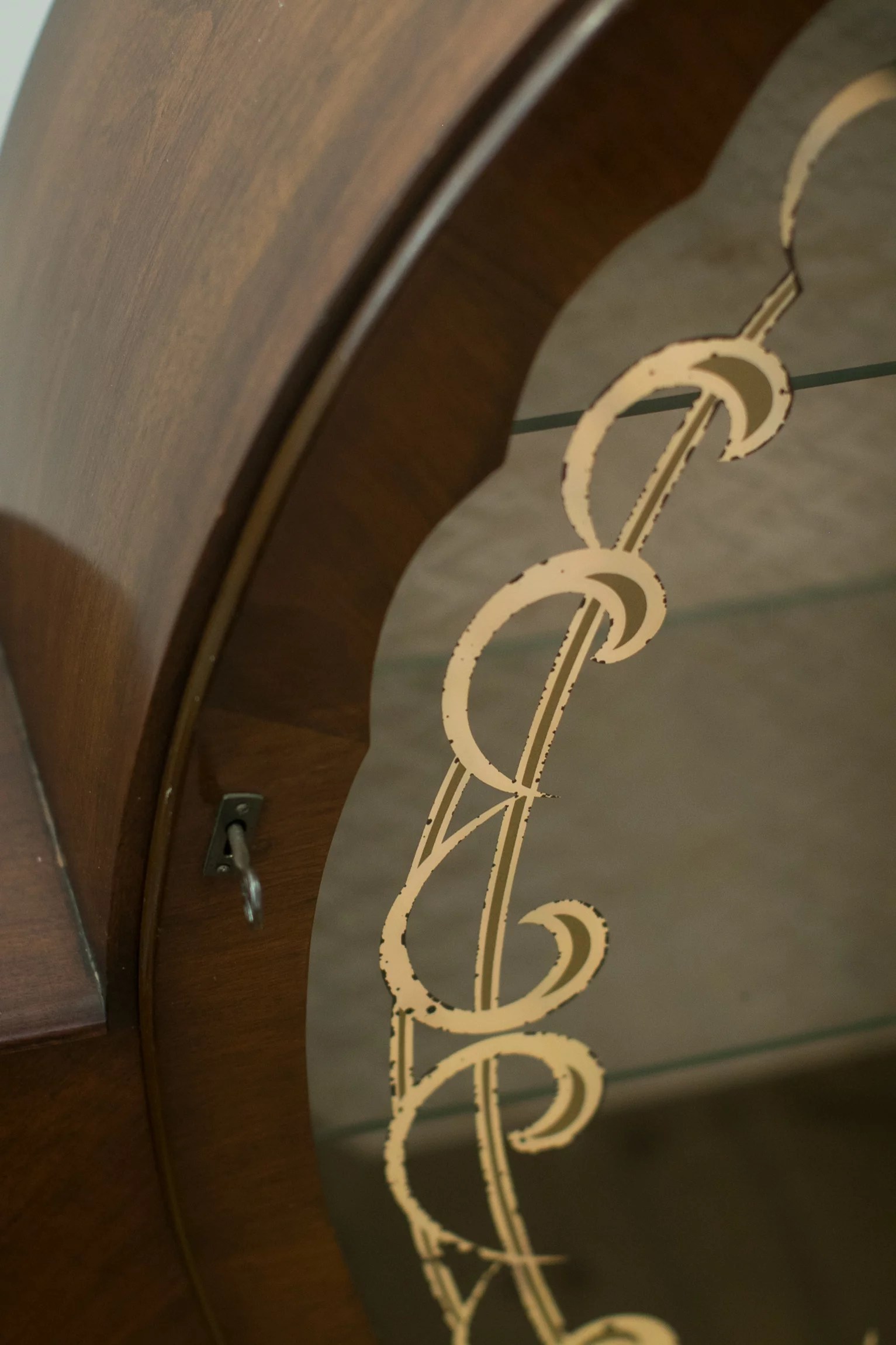 1930s Art Deco walnut veneer circular display cabinet