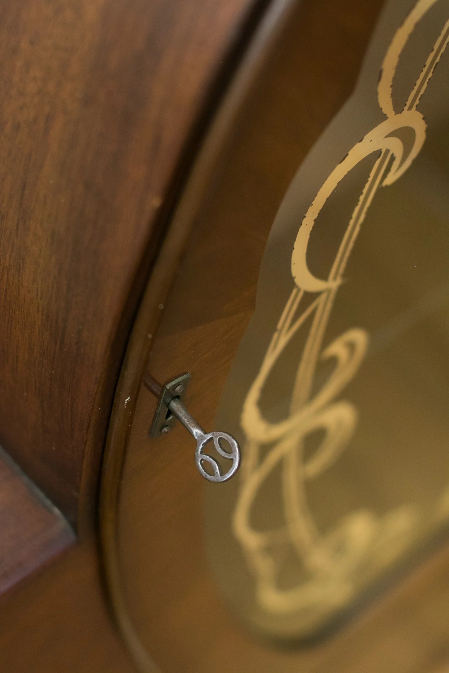 1930s Art Deco walnut veneer circular display cabinet