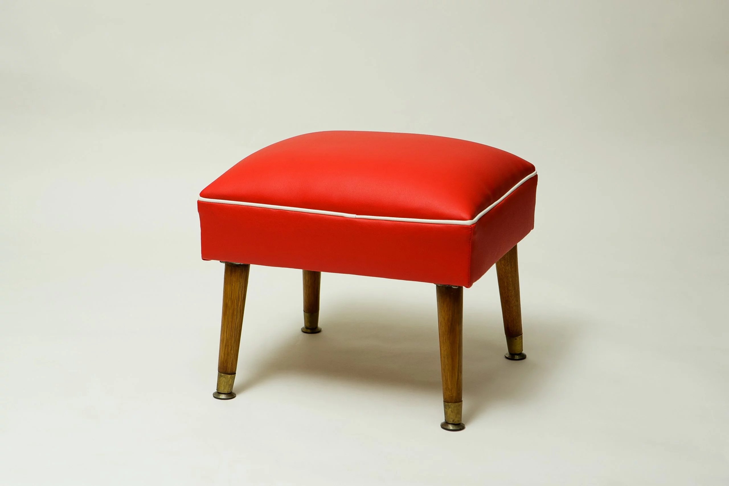 1950s MCM red vinyl stool