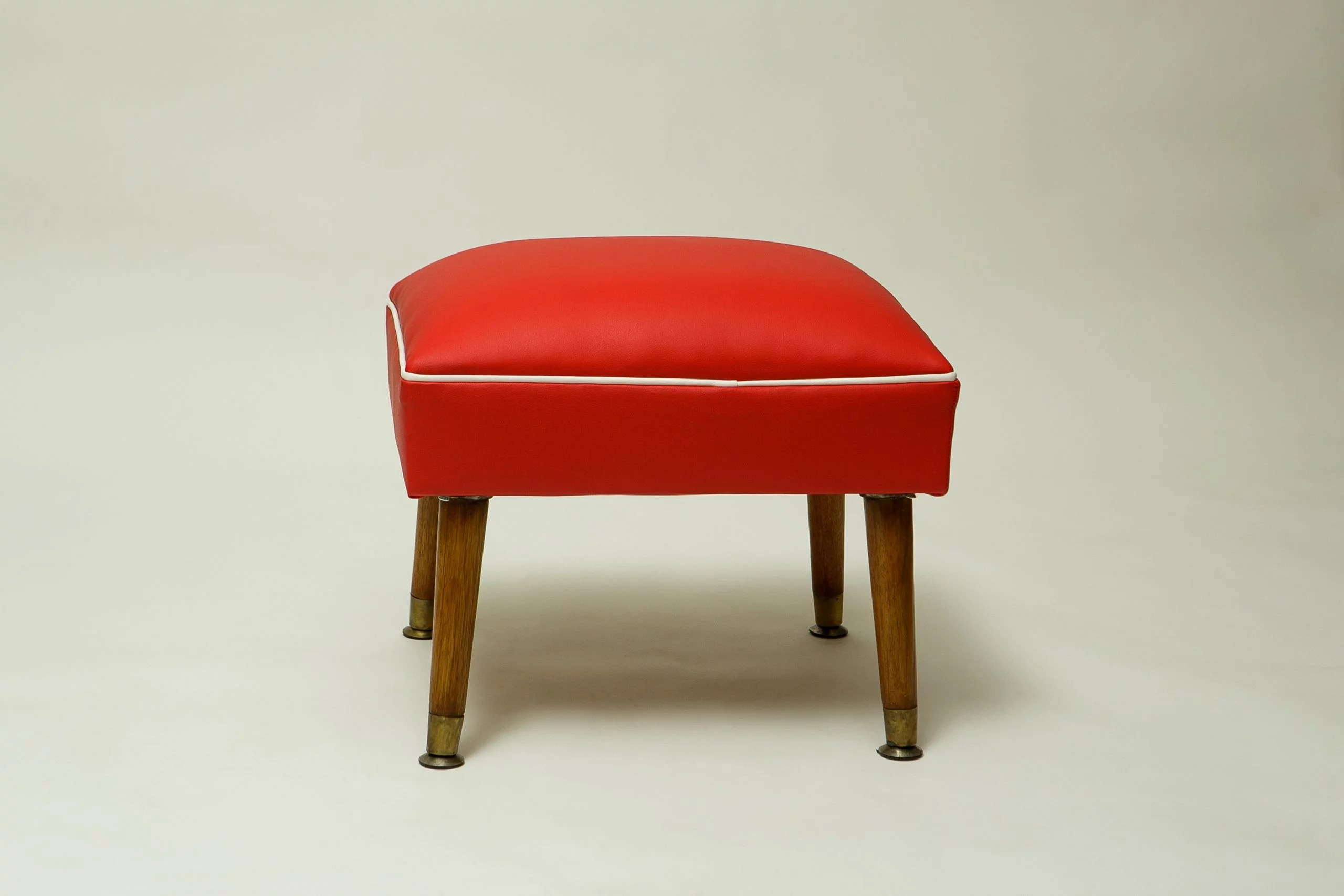 1950s MCM red vinyl stool