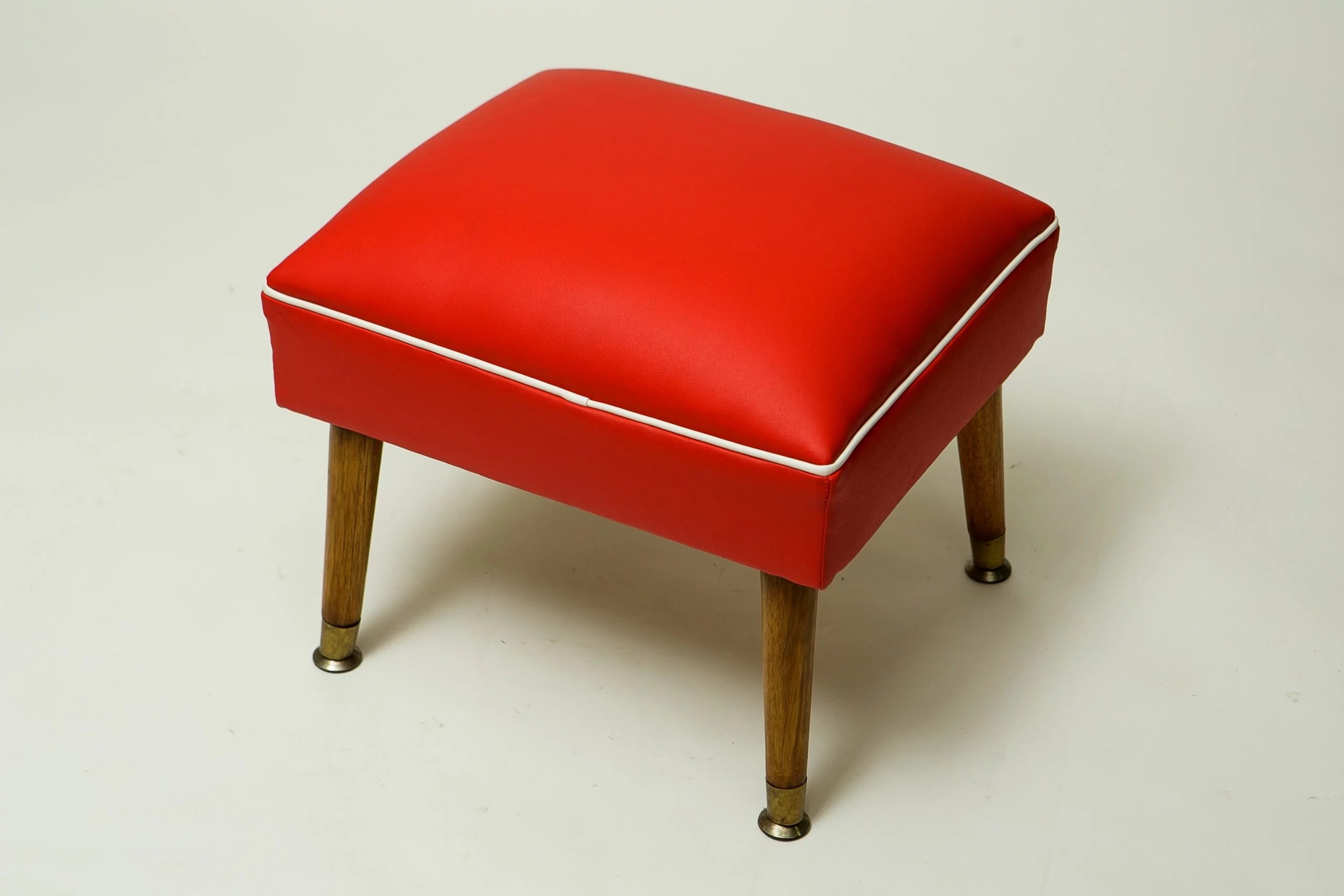 1950s MCM red vinyl stool