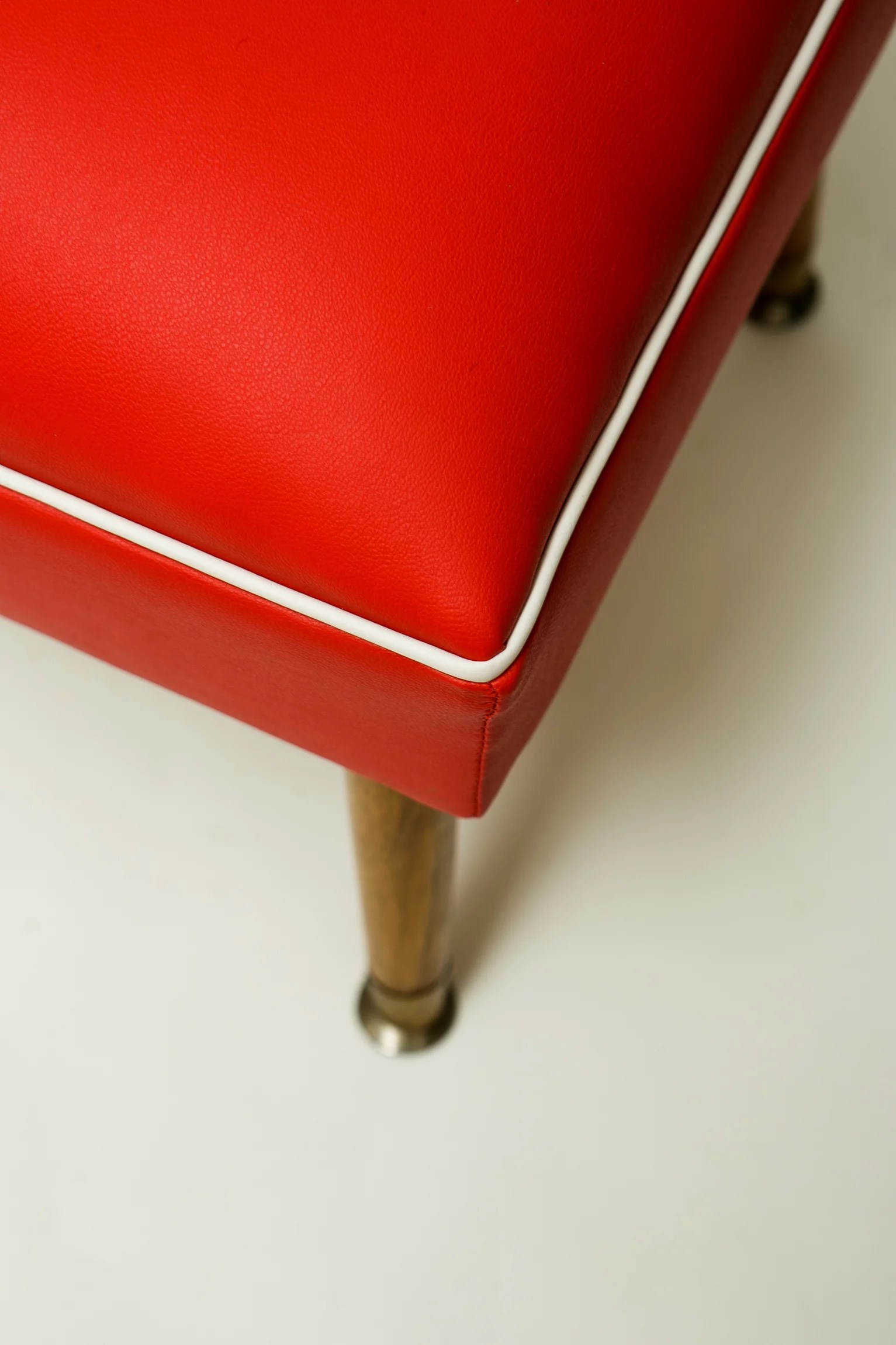 1950s MCM red vinyl stool