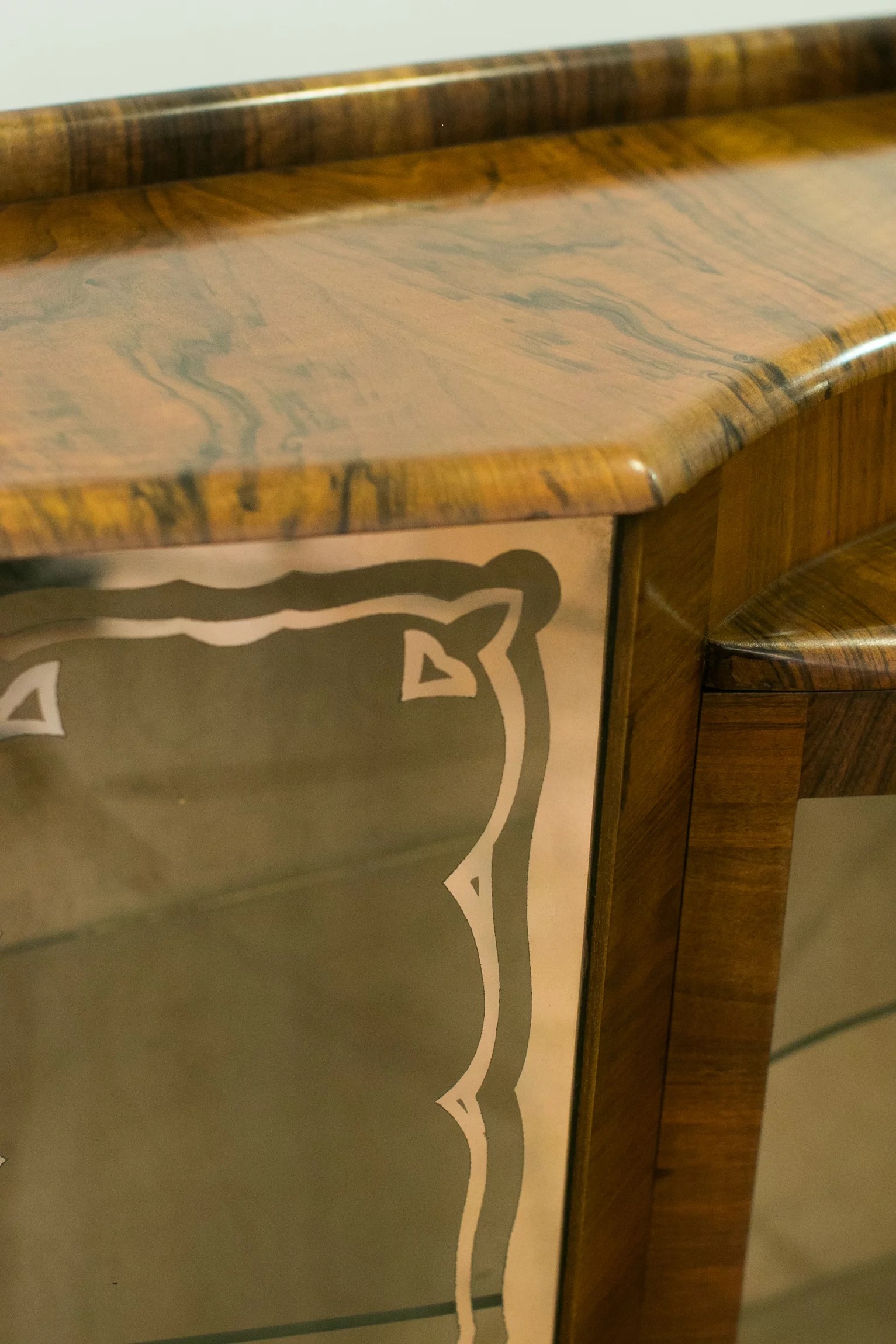 1930s Art Deco walnut veneer display cabinet
