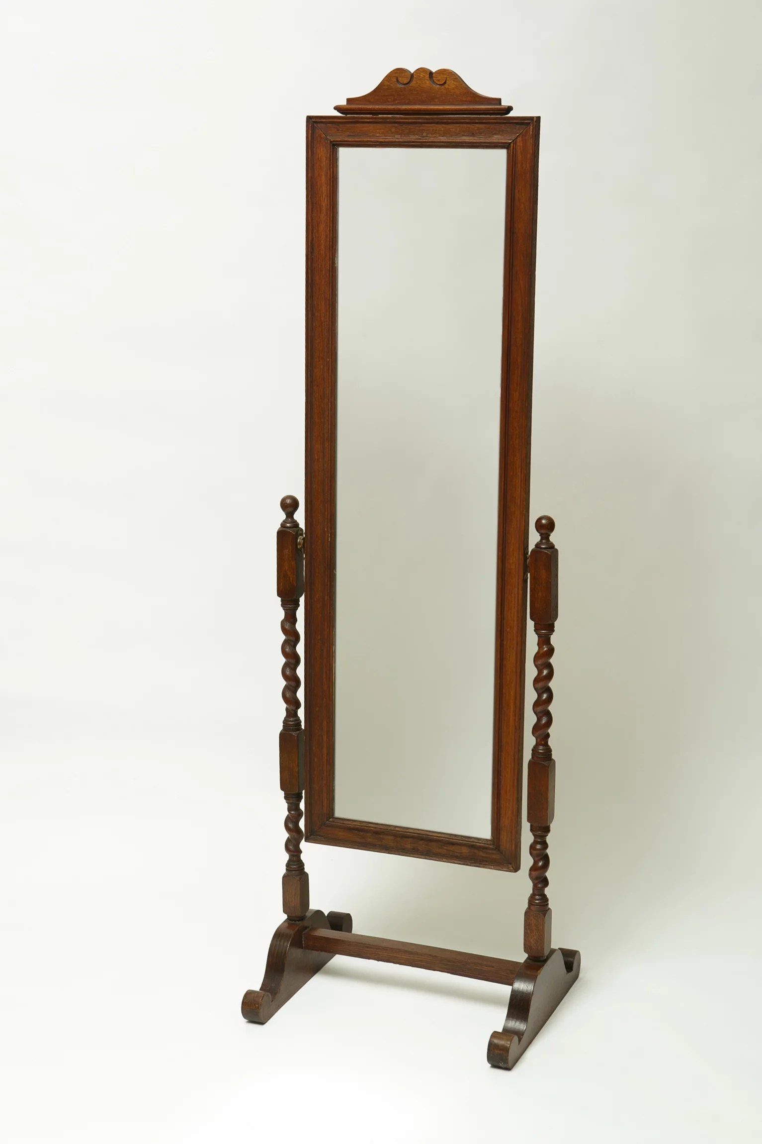 1930s oak floor standing mirror