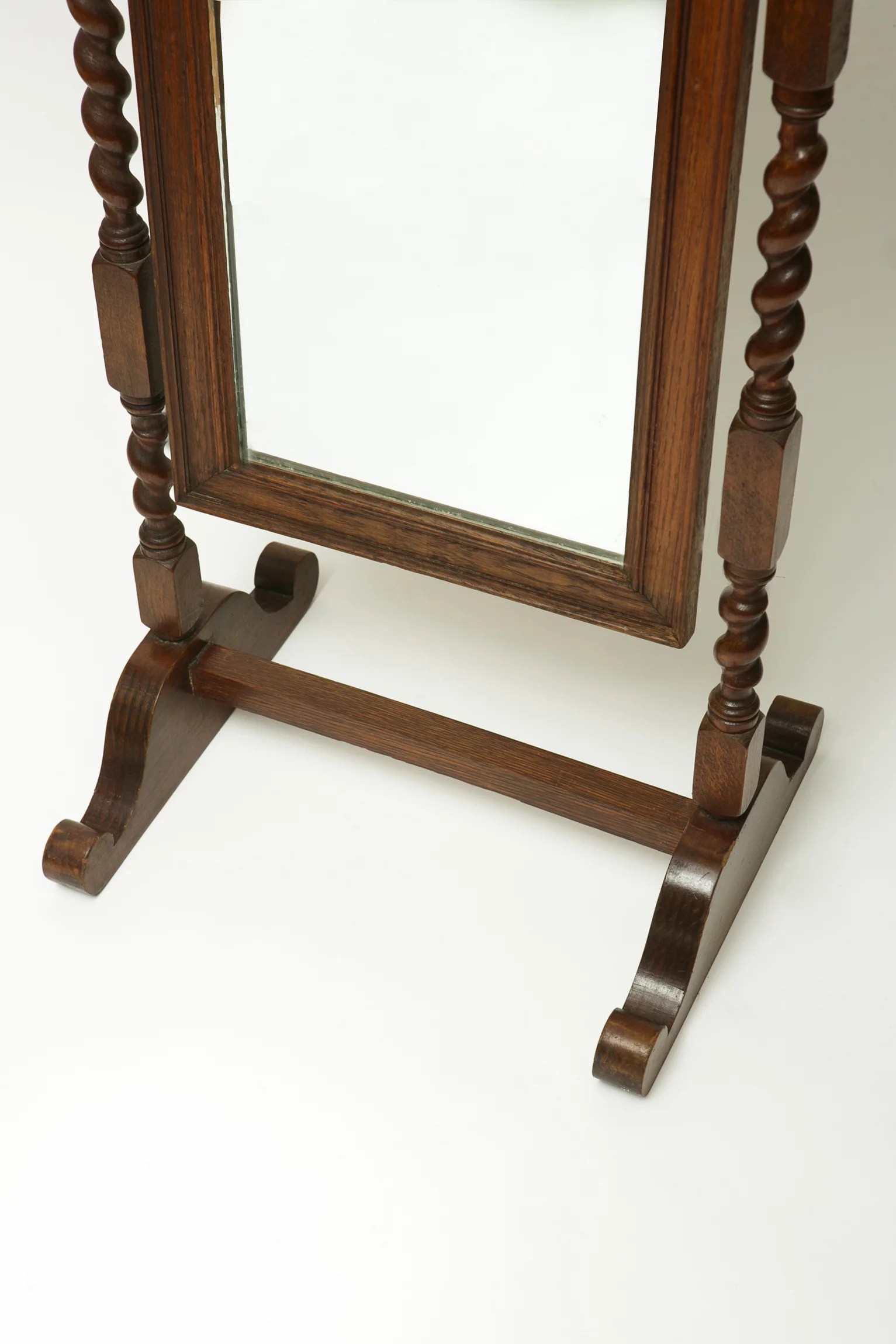 1930s oak floor standing mirror