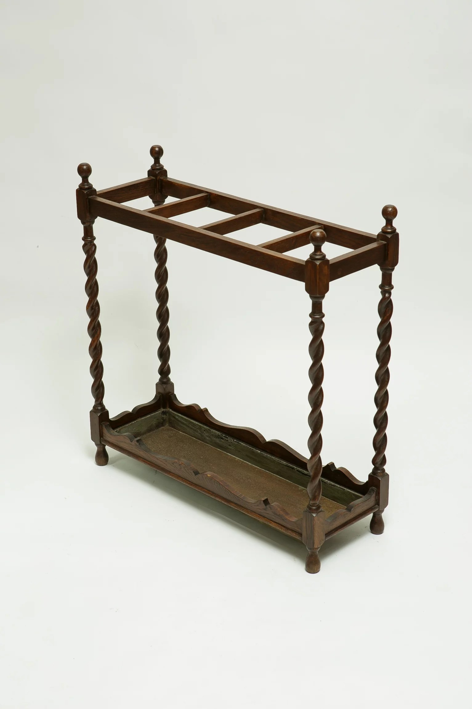 1930s oak barley twist umbrella stand