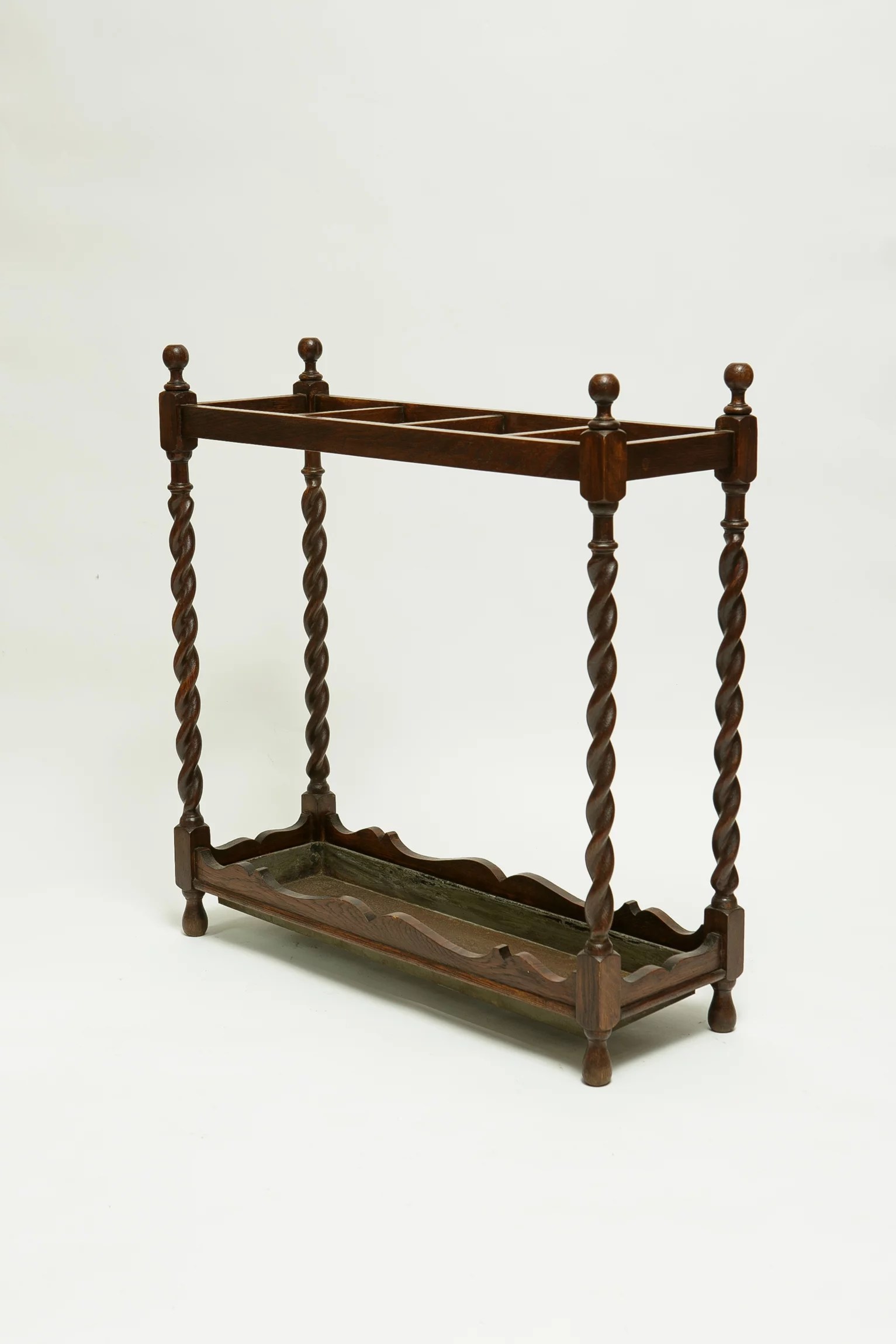 1930s oak barley twist umbrella stand