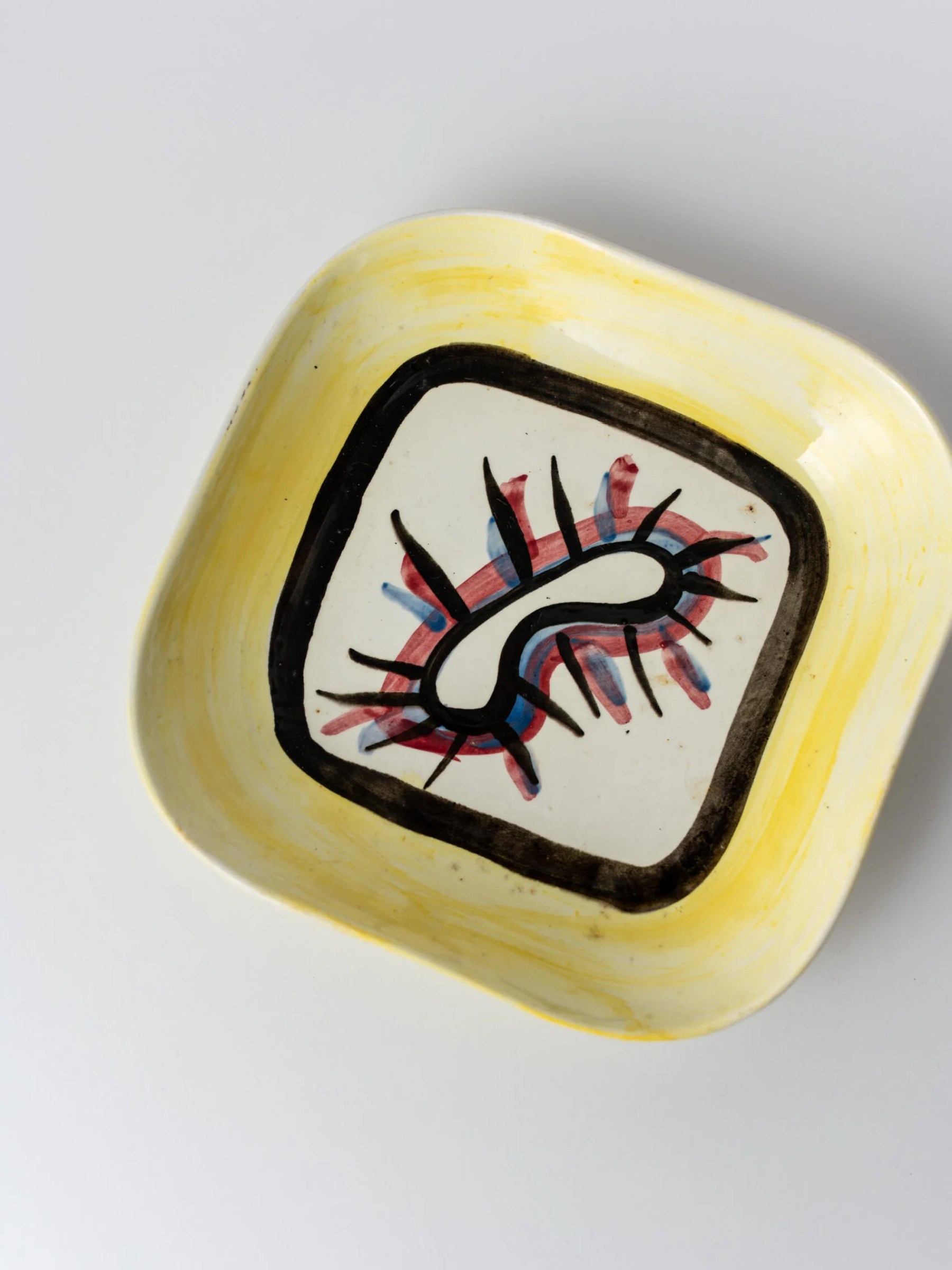 1960s rare ‘KERAMIKOS’ hand painted square ceramic art plate