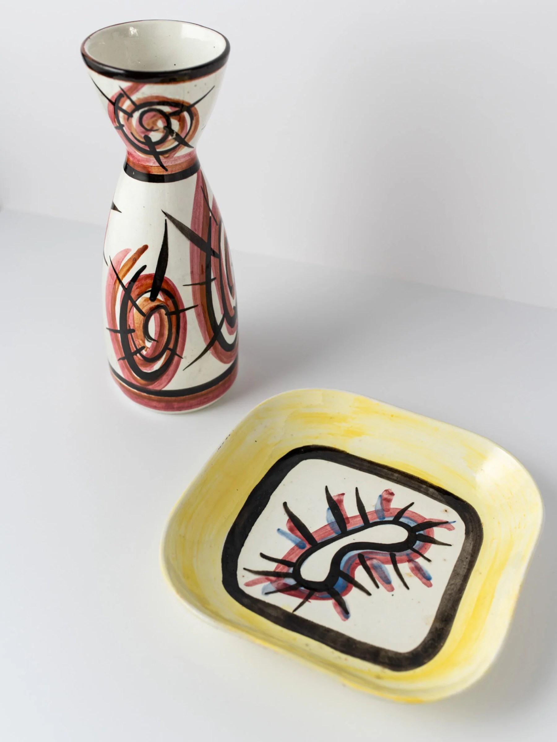 1960s rare ‘KERAMIKOS’ hand painted square ceramic art plate