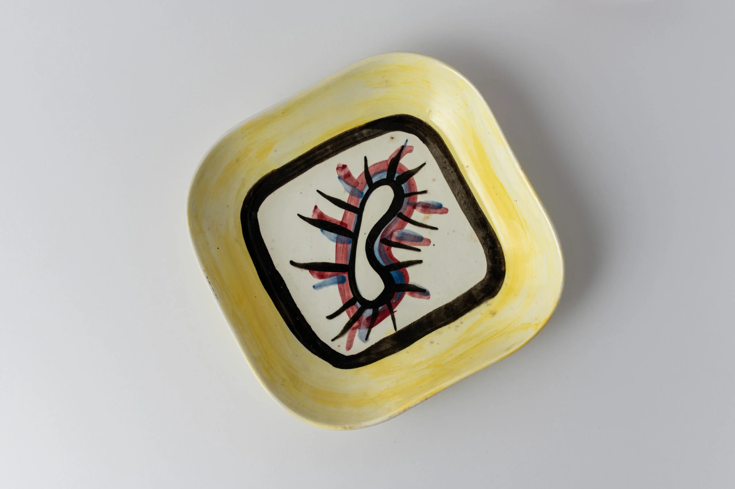 1960s rare ‘KERAMIKOS’ hand painted square ceramic art plate
