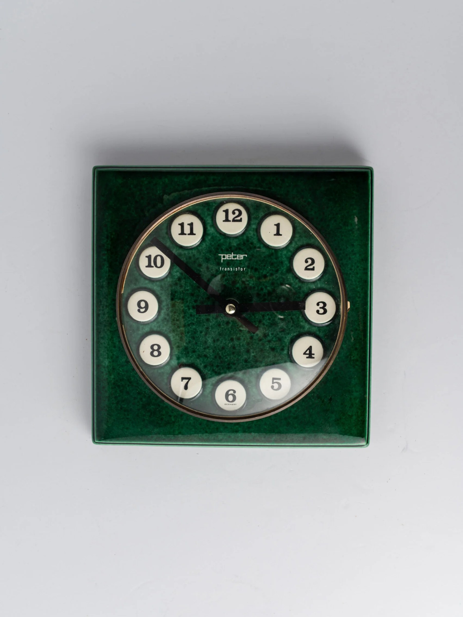 1970s ‘Peter’ green ceramic wall clock