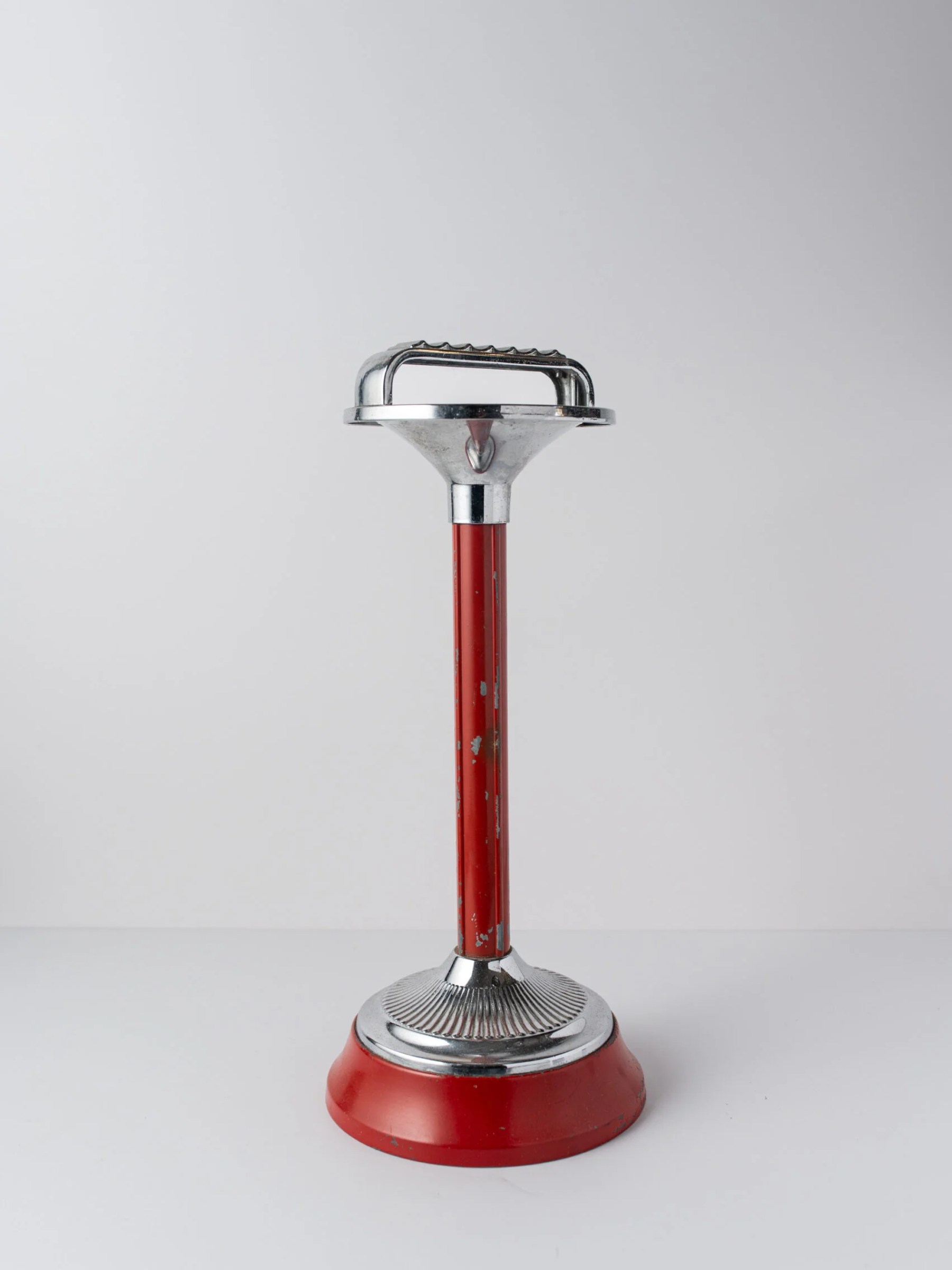 1960s red-chrome floor standing ashtray