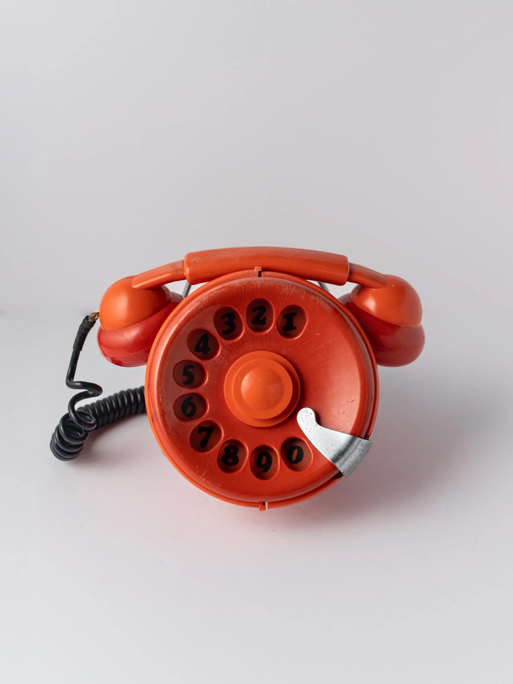 1970s ‘Bobo’ orange telephone by Sergio Todeschini for Telcer