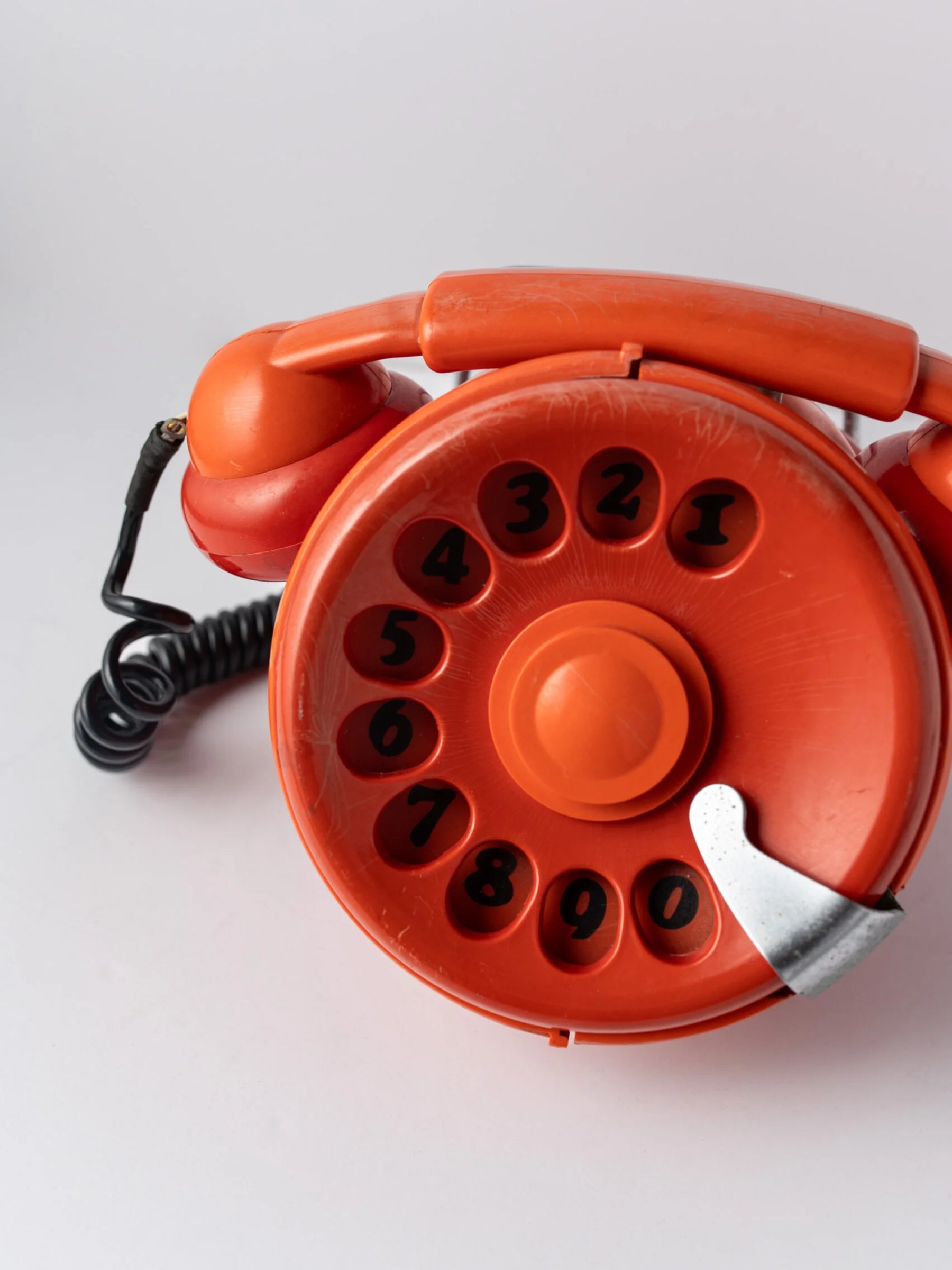 1970s ‘Bobo’ orange telephone by Sergio Todeschini for Telcer