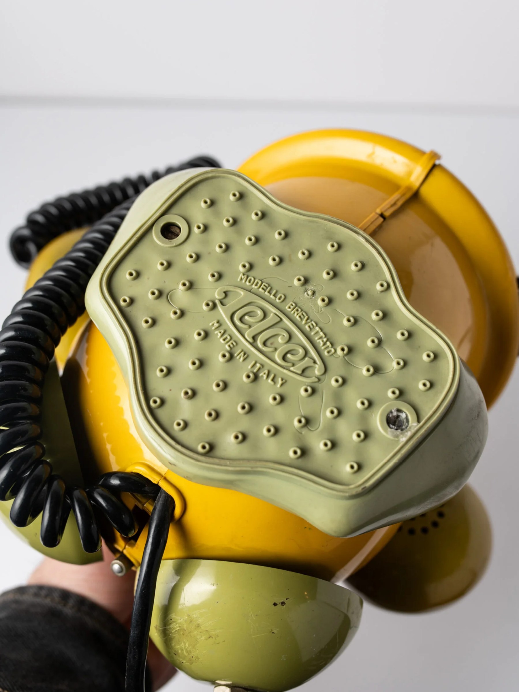 1970s ‘Bobo’ yellow telephone by Sergio Todeschini for Telcer