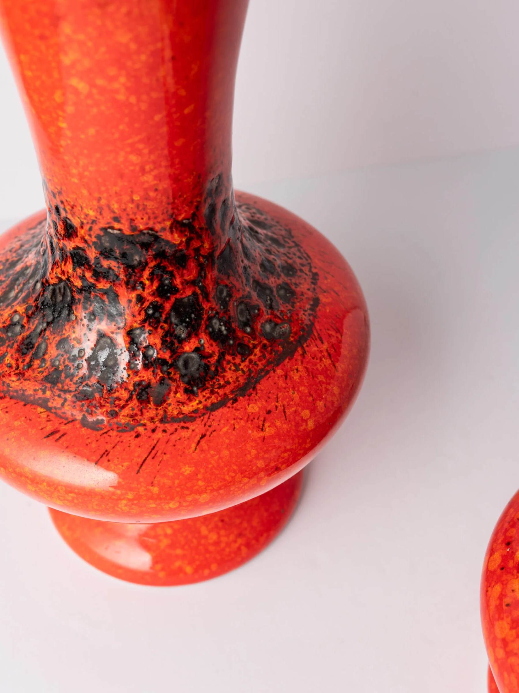 1960s german ‘Fat Lava’ orange ceramic vase