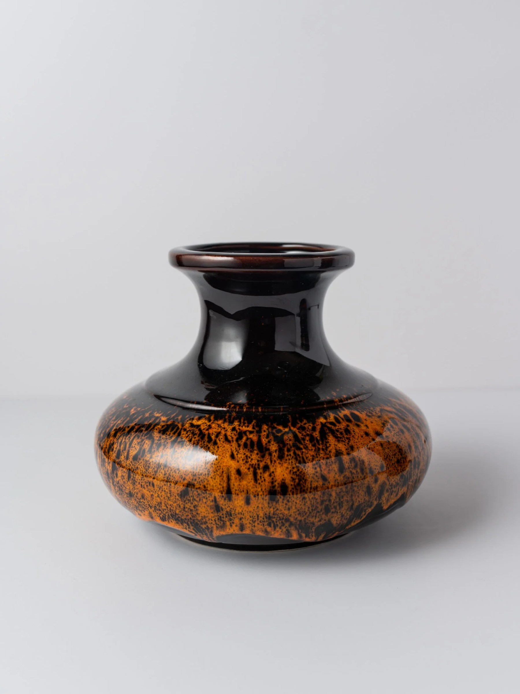 1960s ‘Fat Lava’ brown & orange glazed ceramic vase