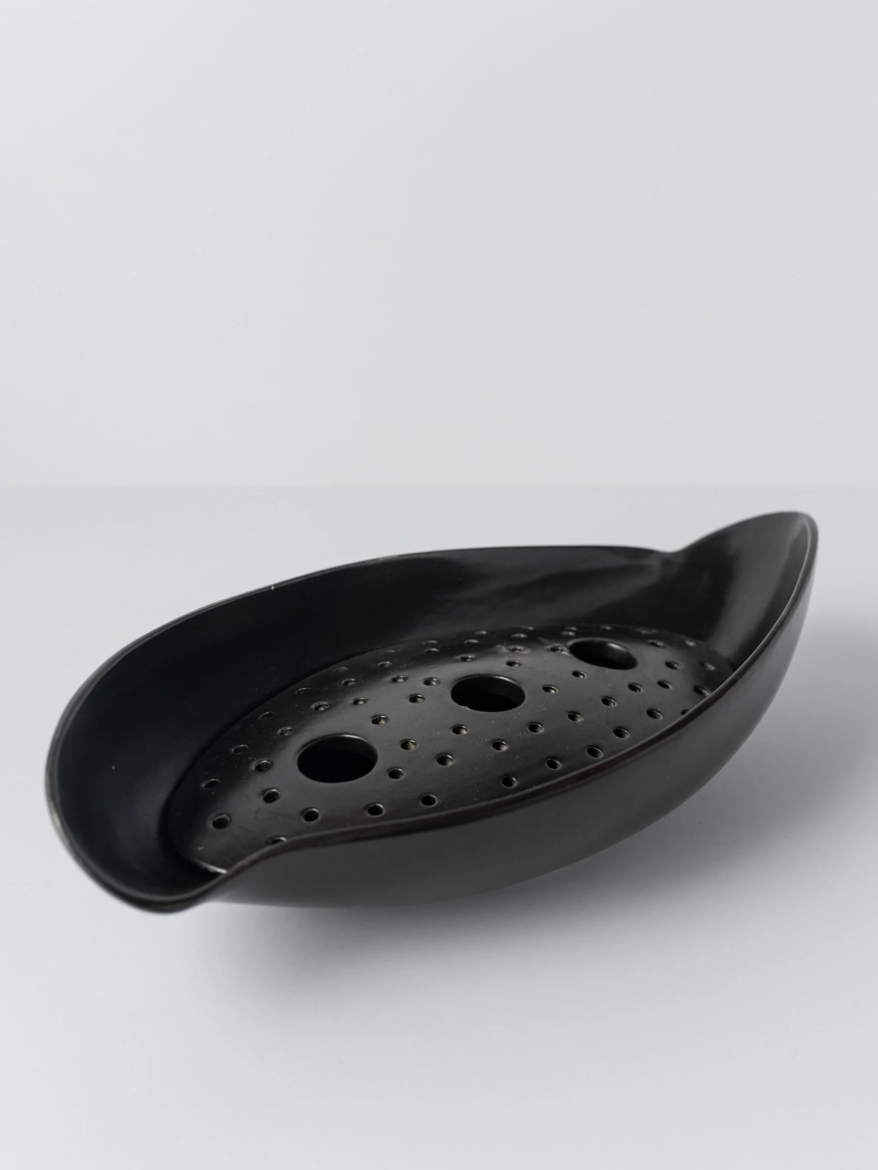 1960s rare black MCM ‘KERAMIKOS’ flower arrangement bowl