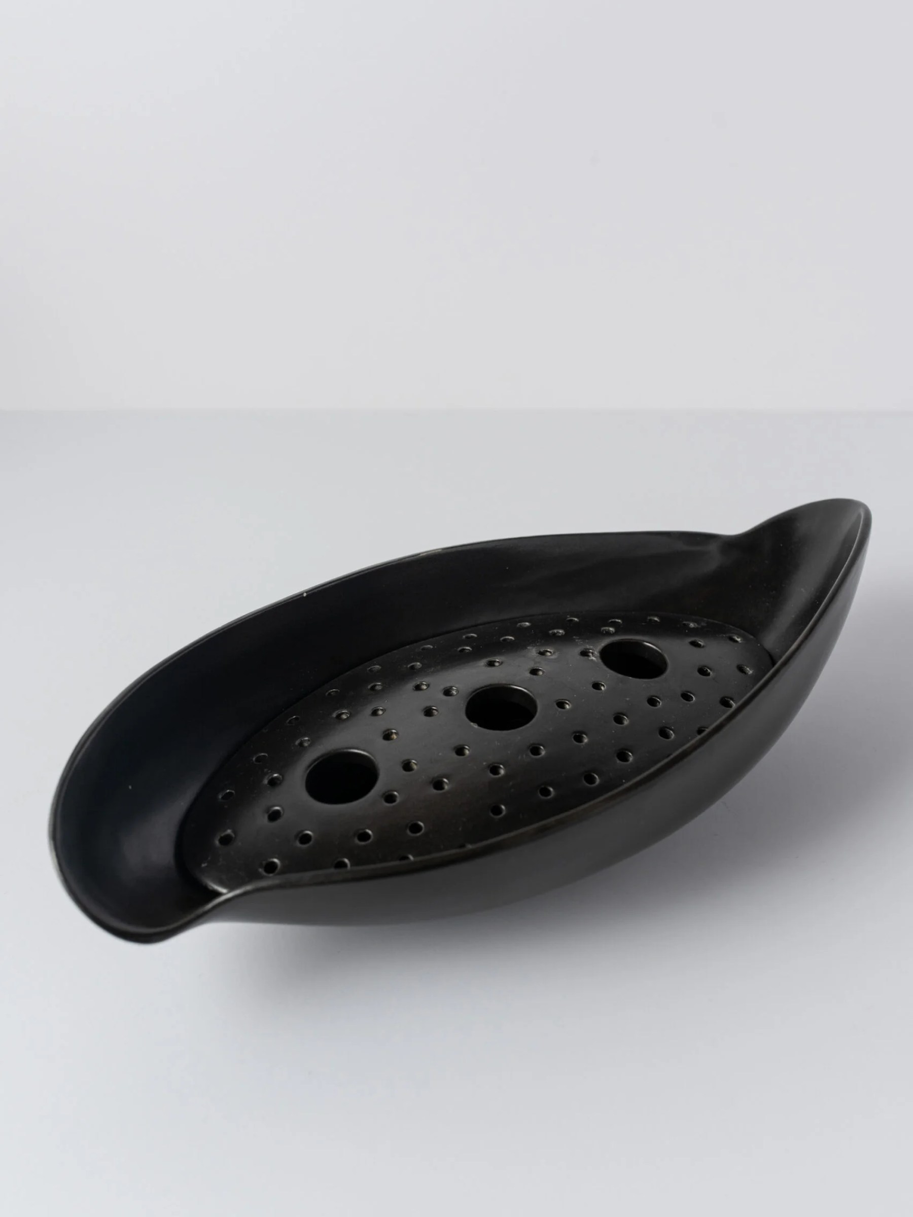 1960s rare black MCM ‘KERAMIKOS’ flower arrangement bowl