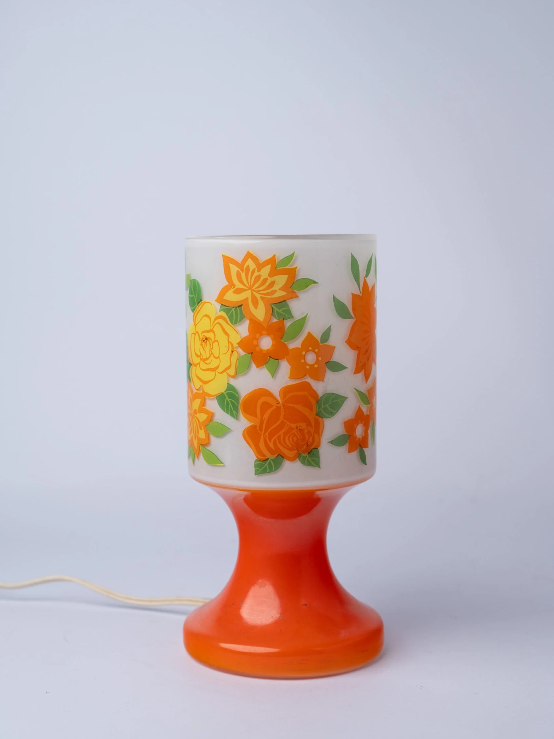 1960s floral design opaline bedside lamp