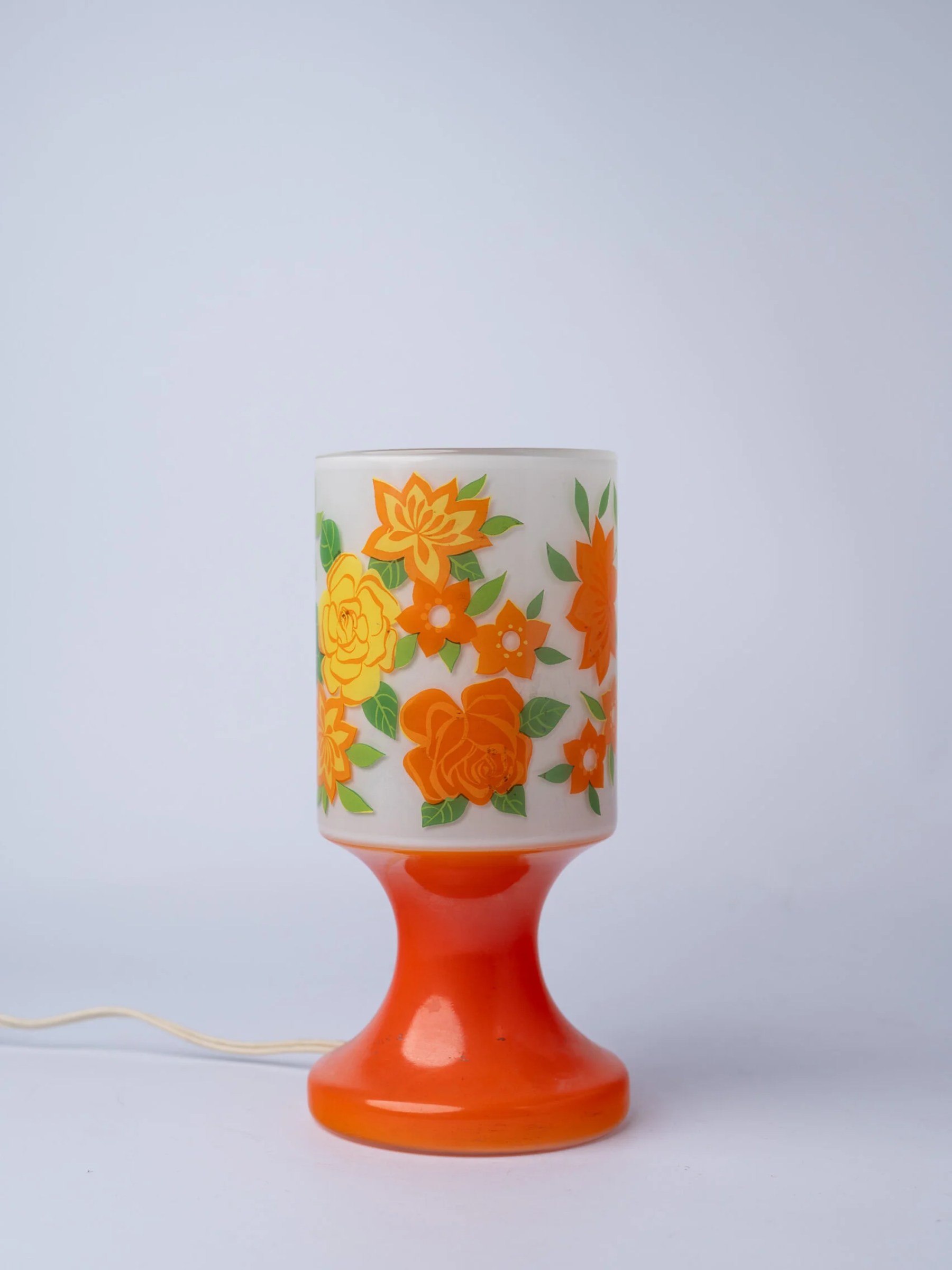 1960s floral design opaline bedside lamp