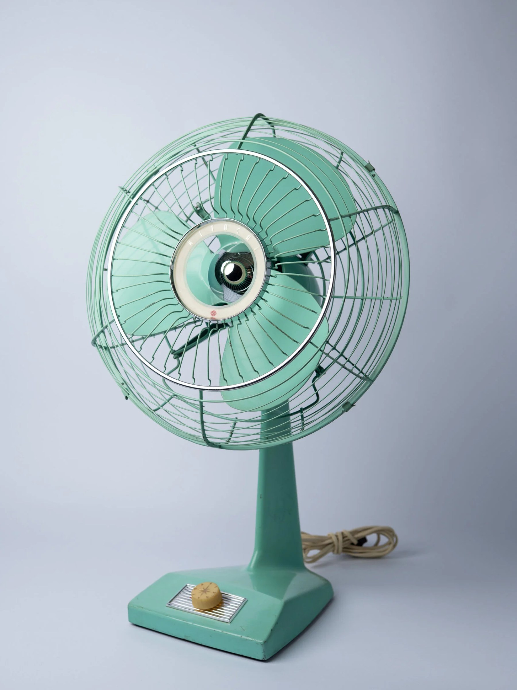 1960s ‘Hitachi’ space age atomic MCM pastel green fan