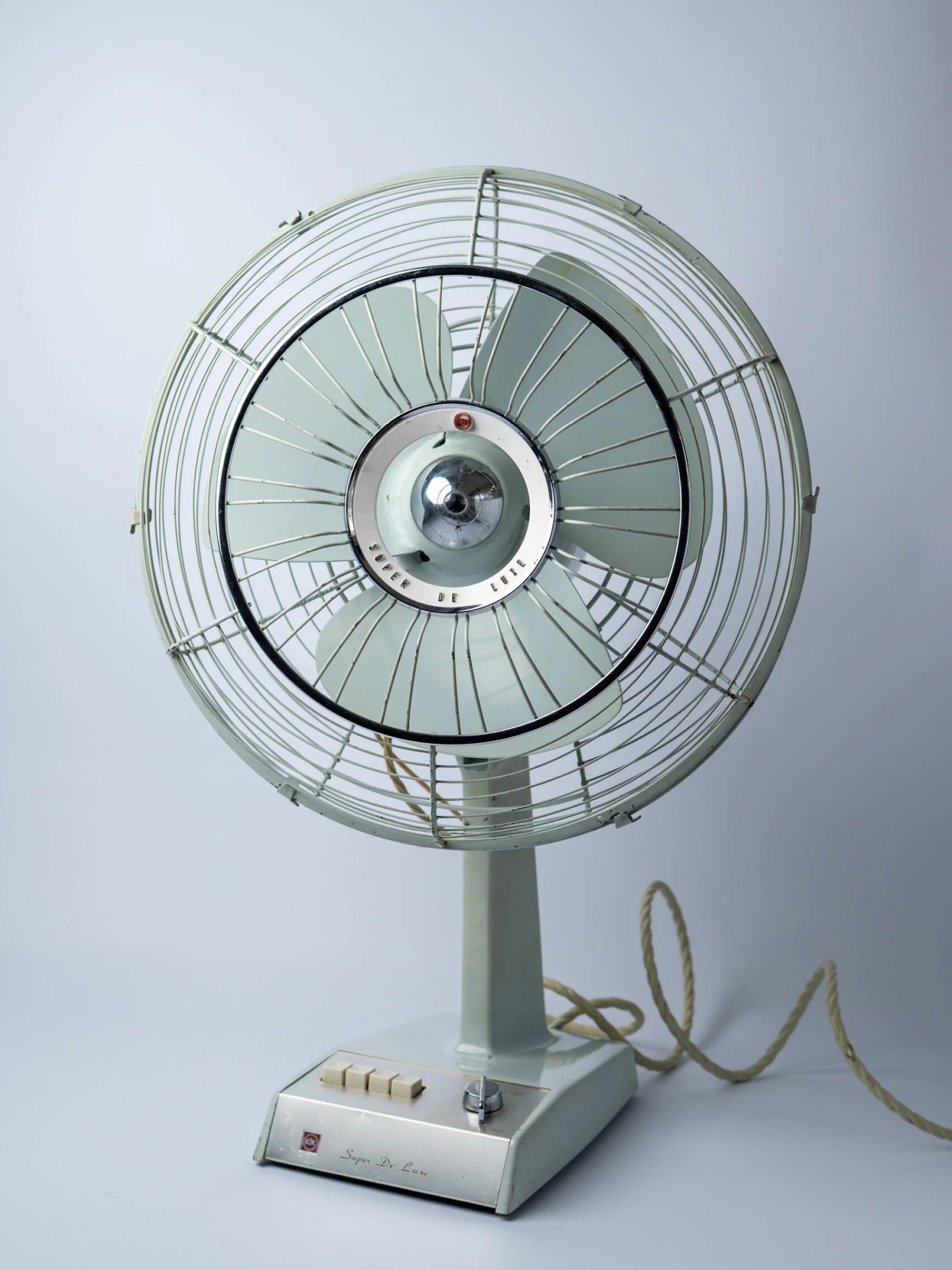 1960s space age atomic MCM grey fan