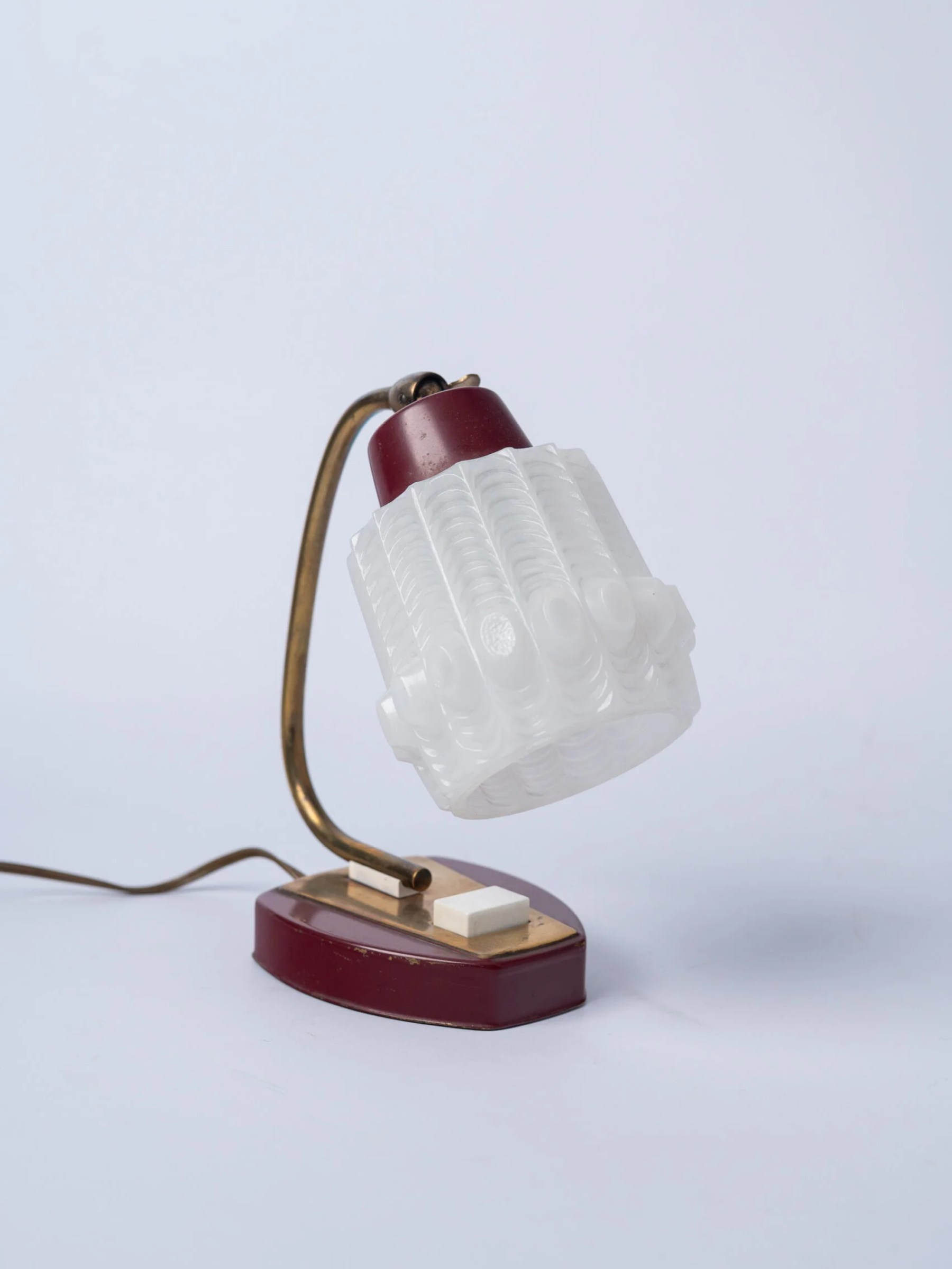 1950s mini burgundy bedside lamp