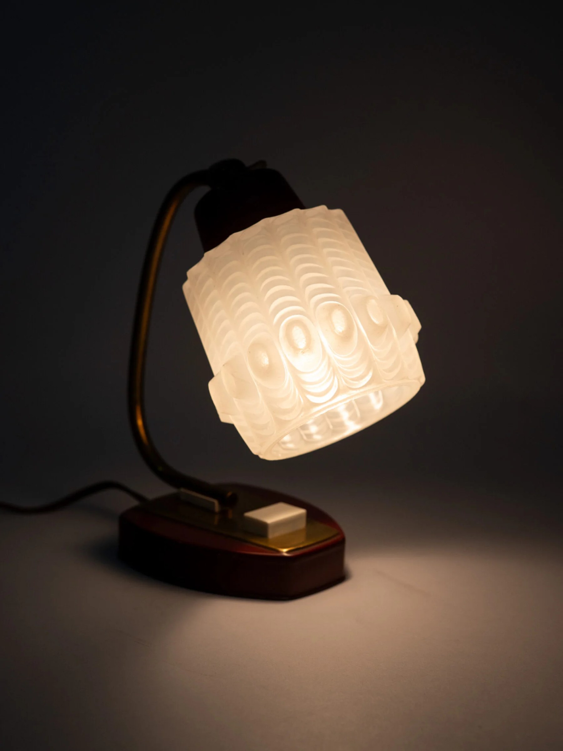 1950s mini burgundy bedside lamp