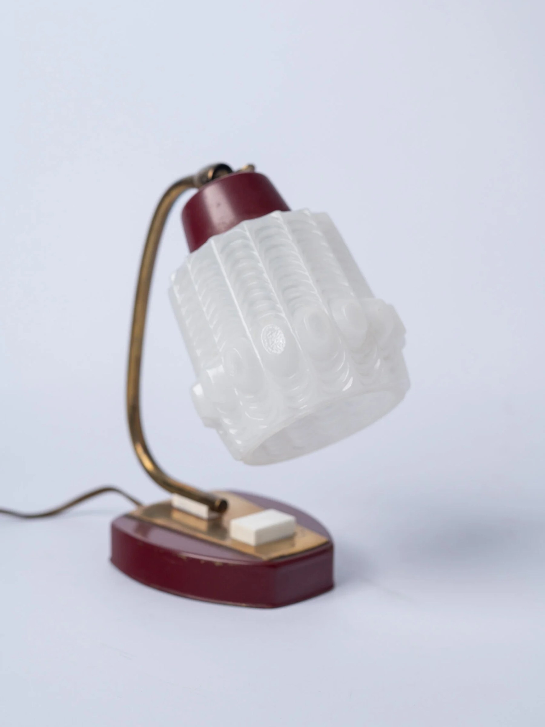 1950s mini burgundy bedside lamp