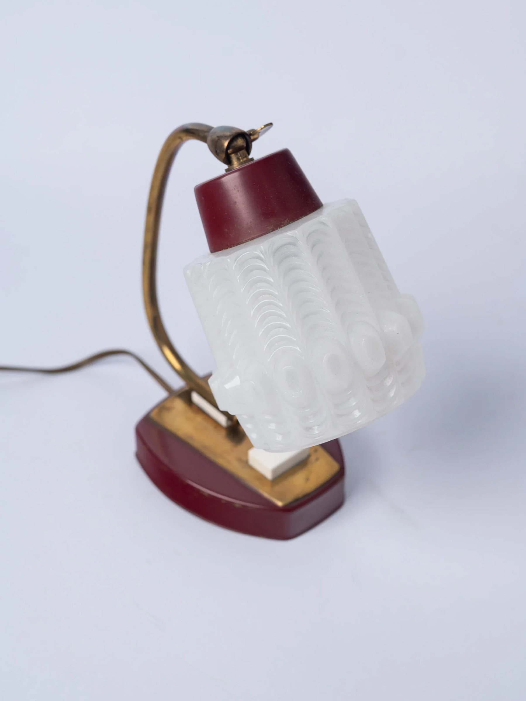 1950s mini burgundy bedside lamp