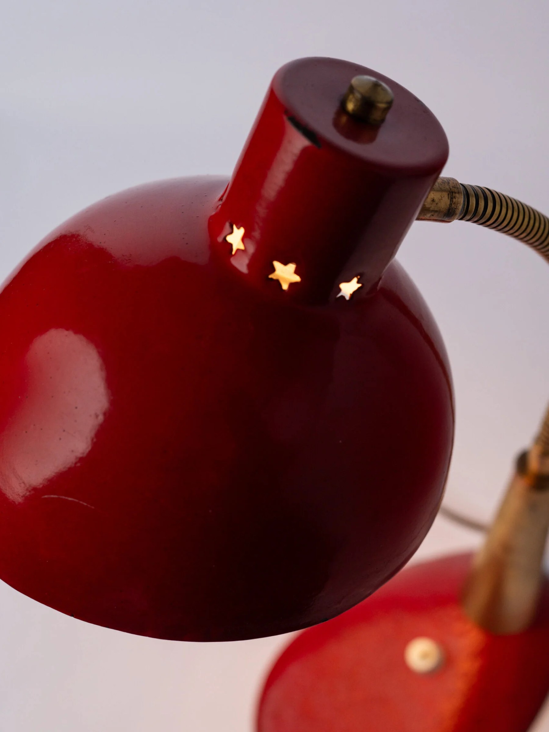 1950s gooseneck space age MCM red desk lamp