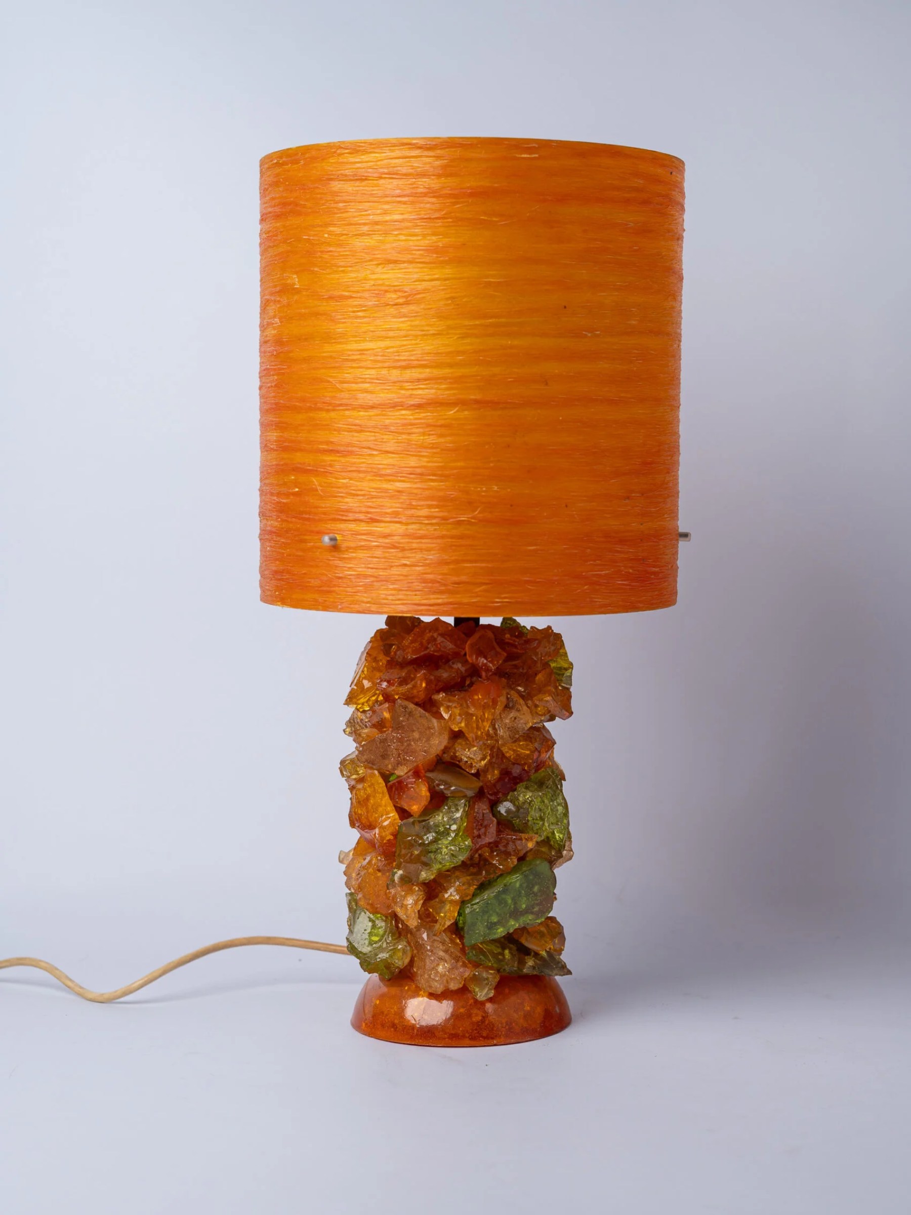 1960s ‘Shatterline’ orange lamp with original fiberglass shade