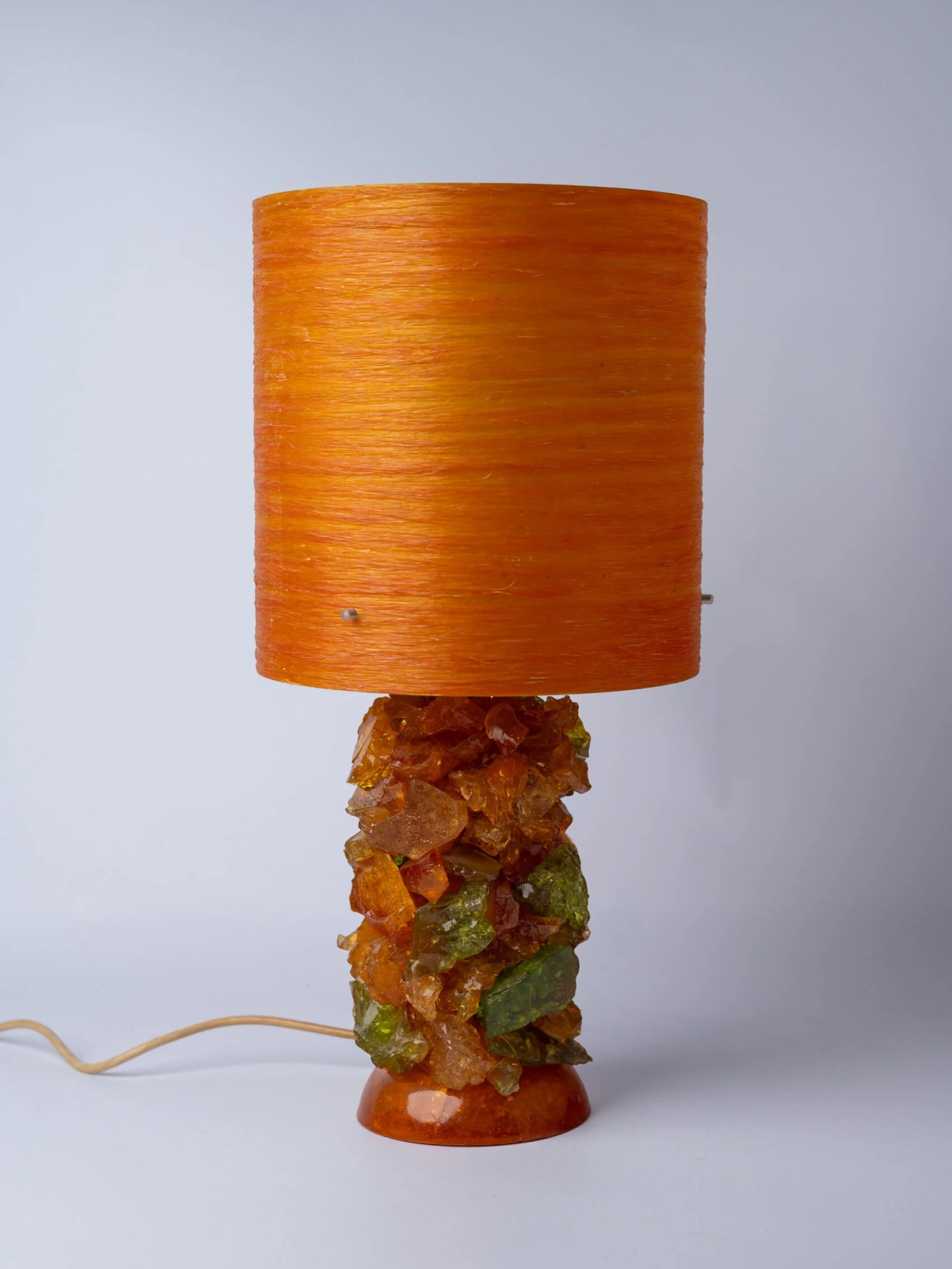 1960s ‘Shatterline’ orange lamp with original fiberglass shade