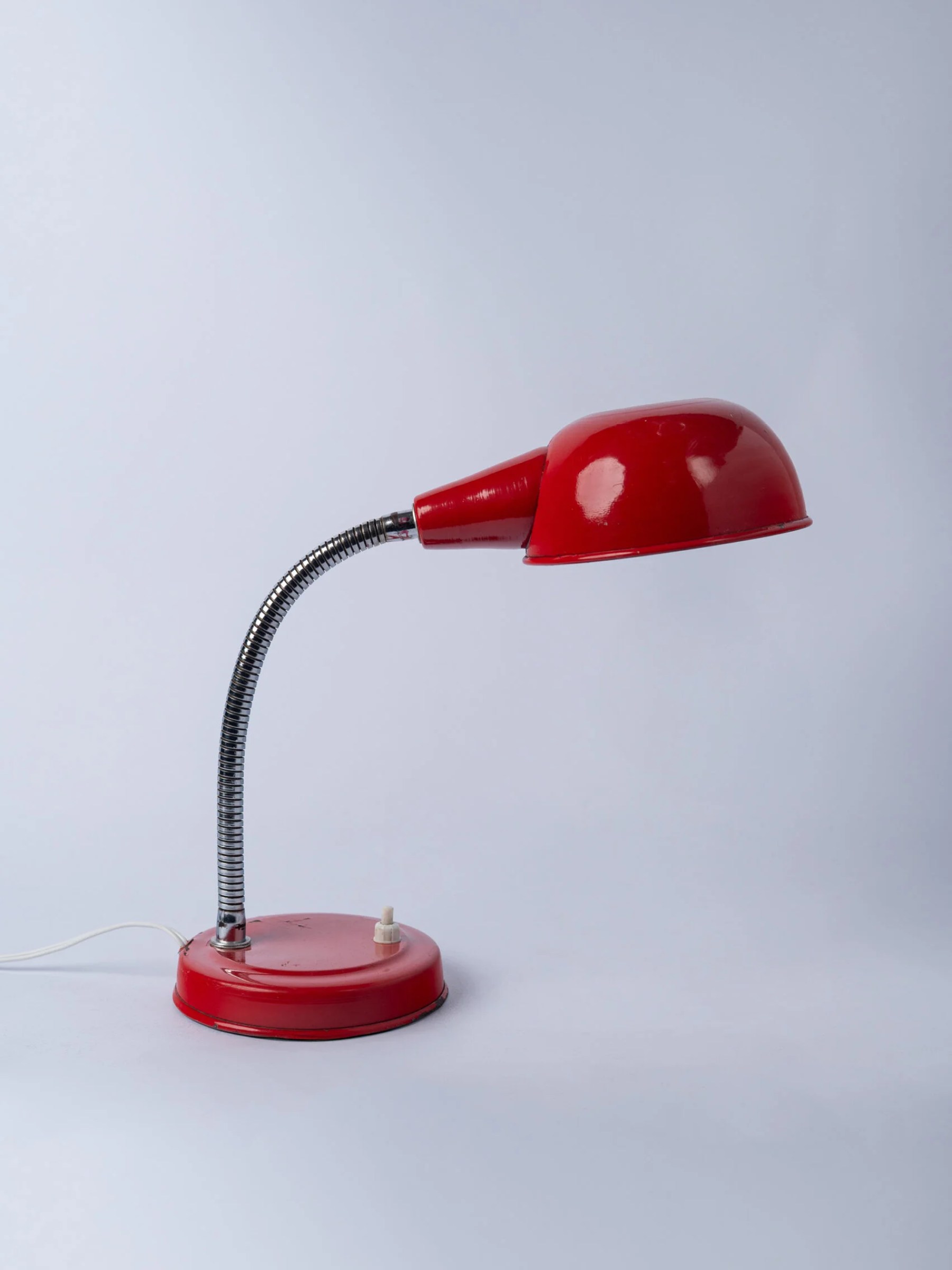 1960s Mid-Century Modern red gooseneck desk lamp