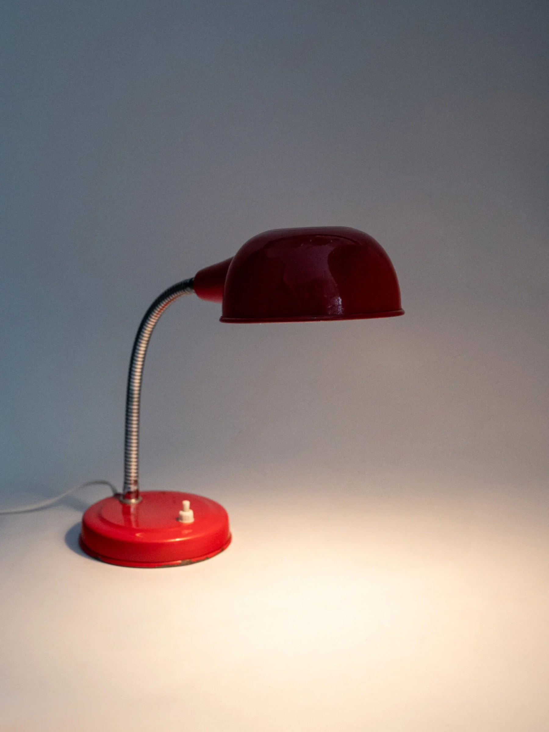 1960s Mid-Century Modern red gooseneck desk lamp