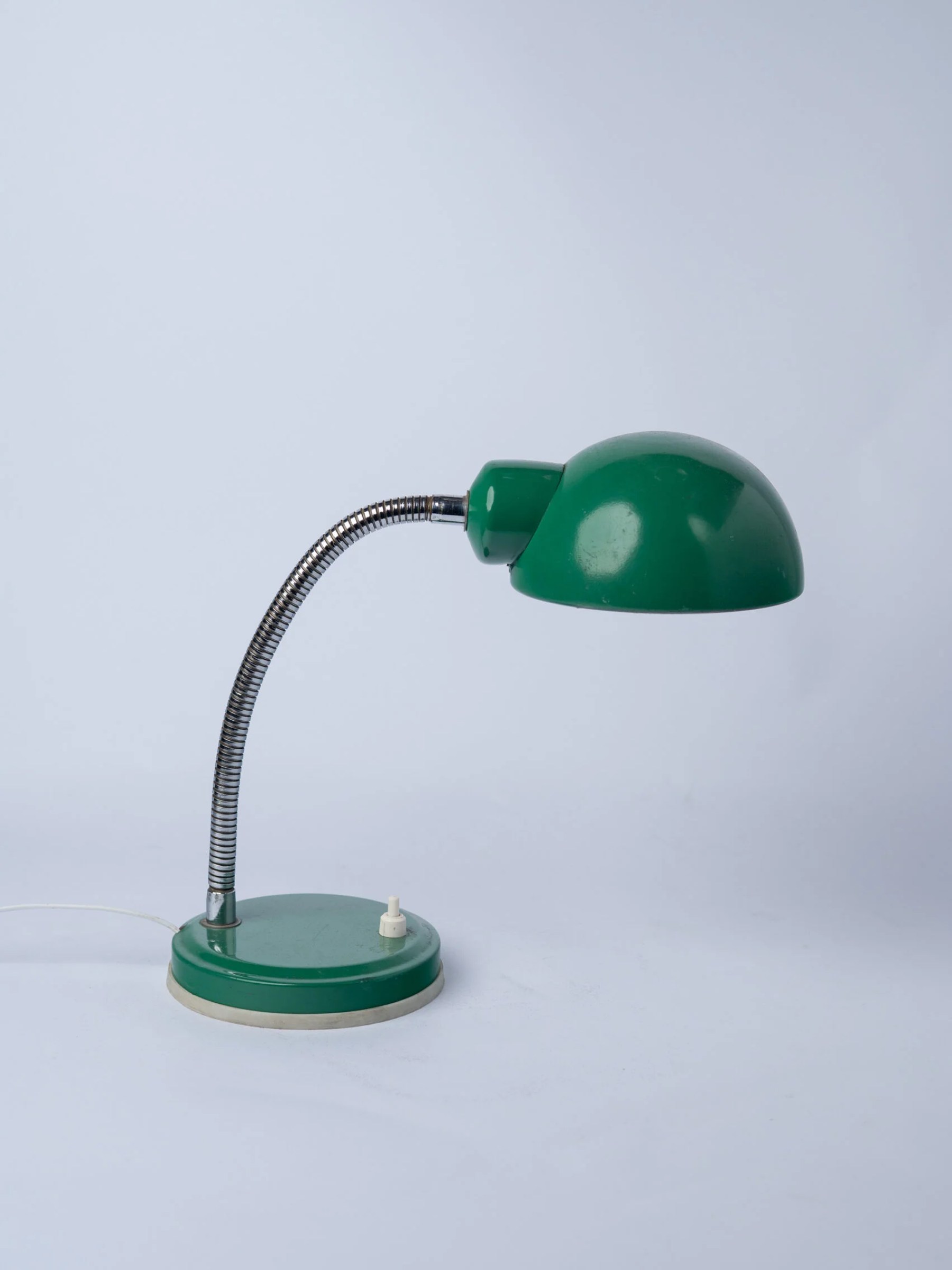 1960s Mid-Century Modern green gooseneck desk lamp