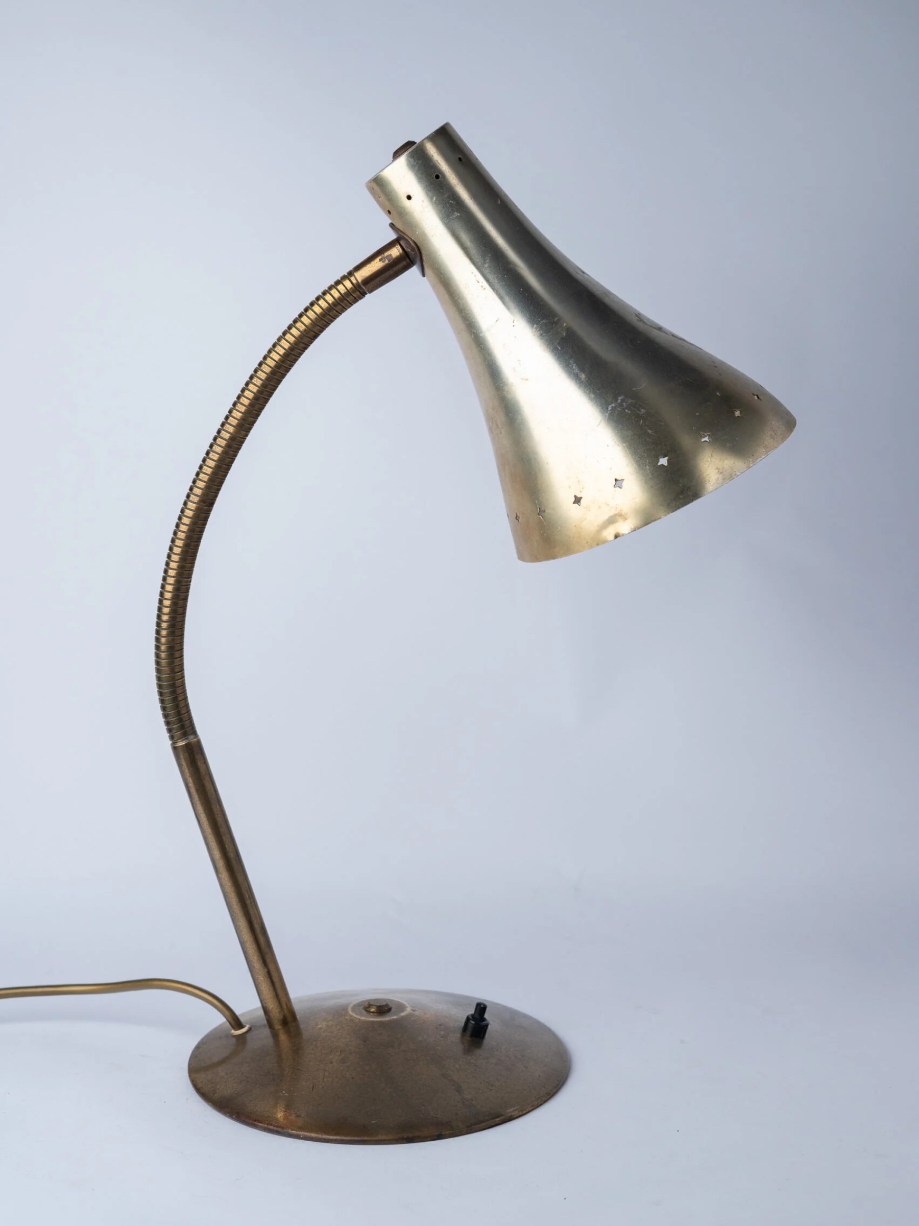 1950s Mid-Century Modern gooseneck desk lamp attributed to Jean-Boris Lacroix