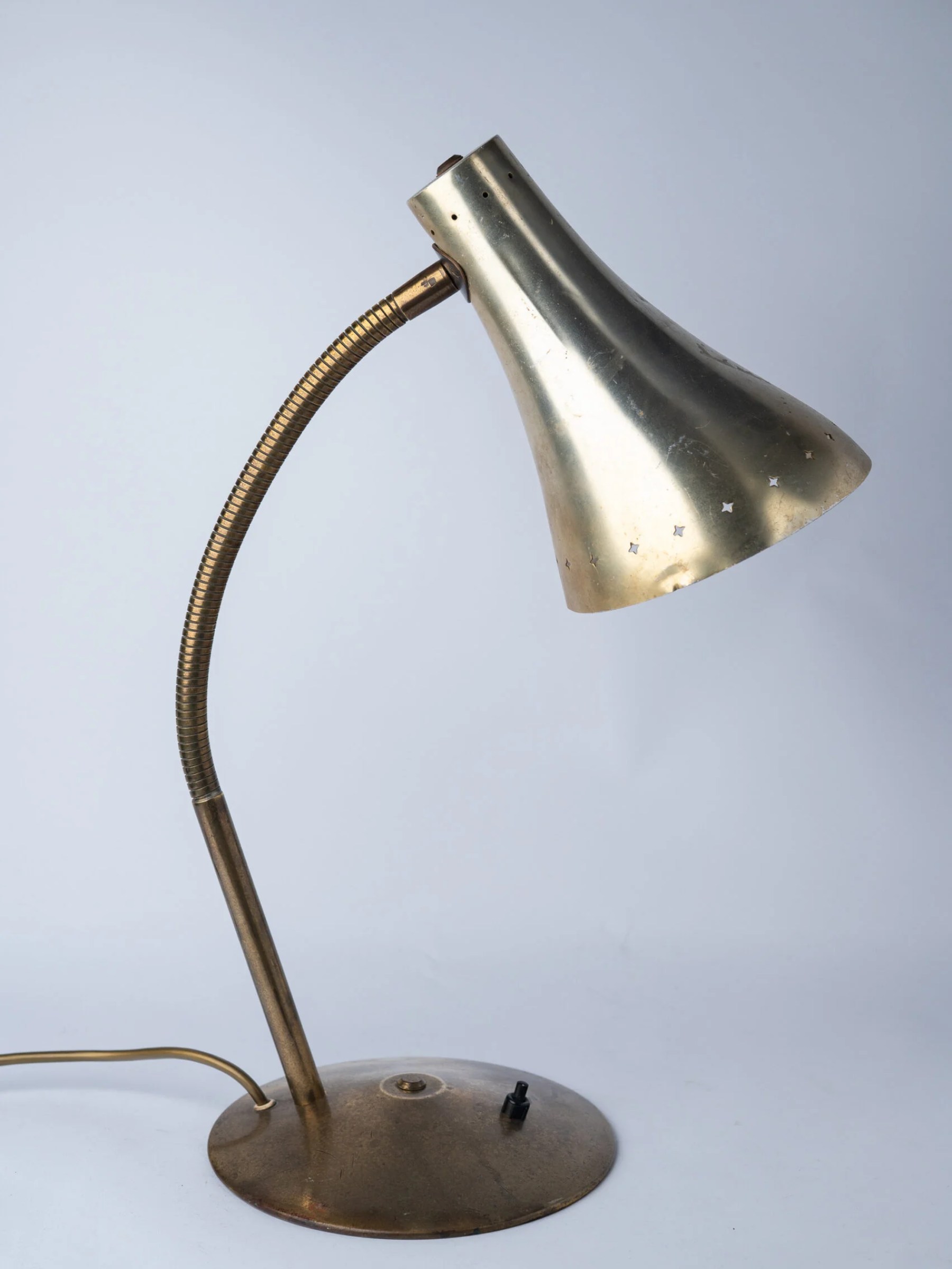 1950s Mid-Century Modern gooseneck desk lamp attributed to Jean-Boris Lacroix