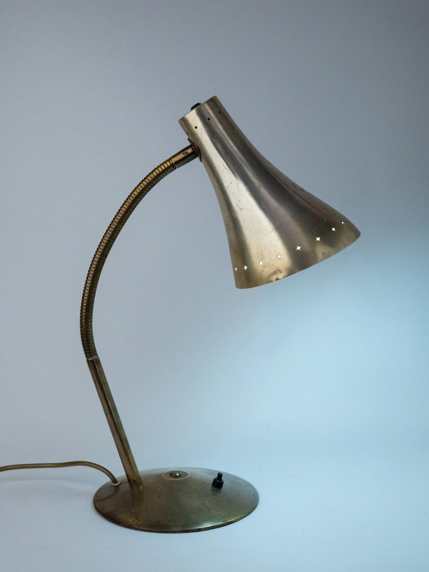 1950s Mid-Century Modern gooseneck desk lamp attributed to Jean-Boris Lacroix