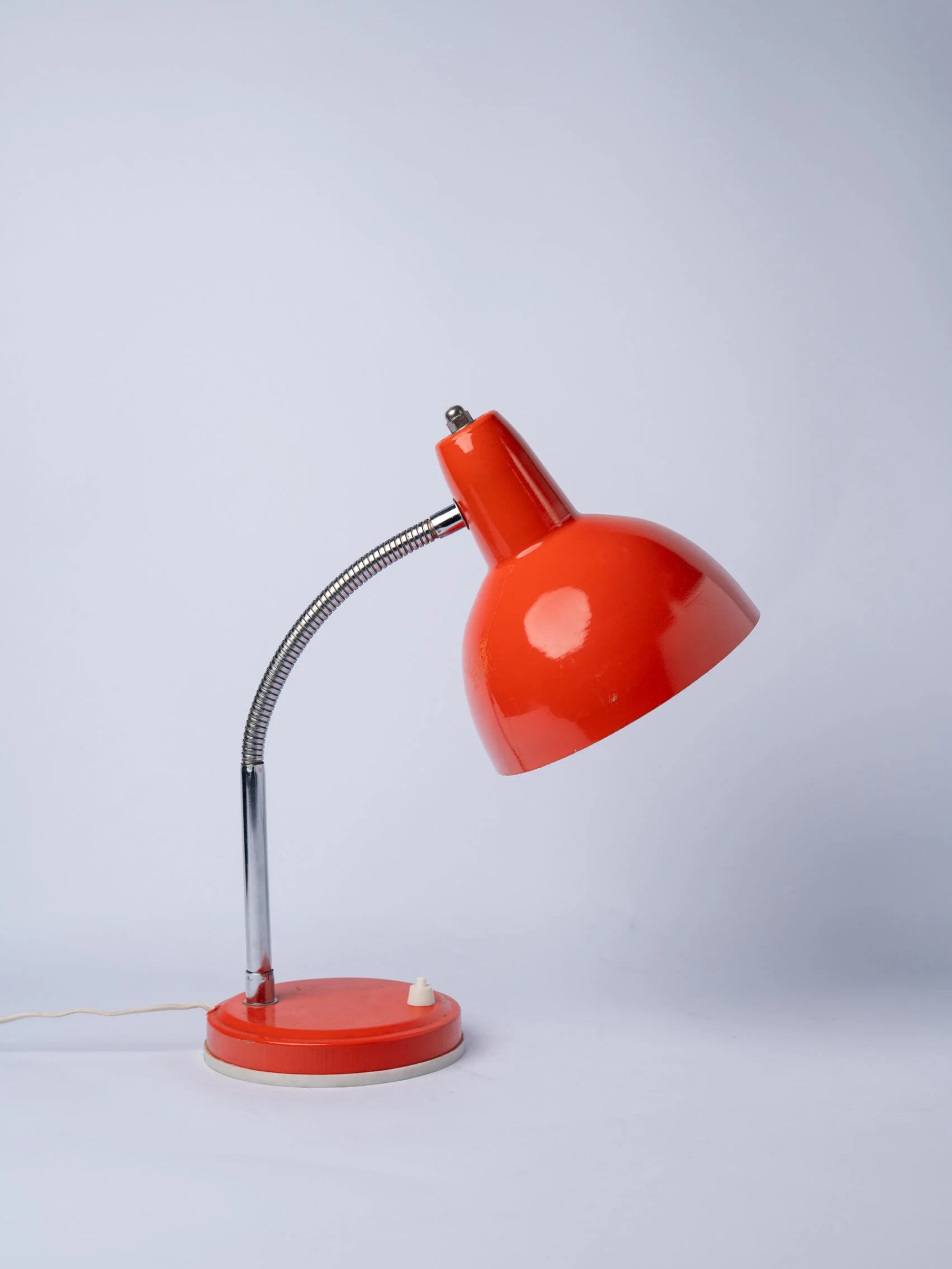 1970s Mid-Century Modern gooseneck orange desk lamp
