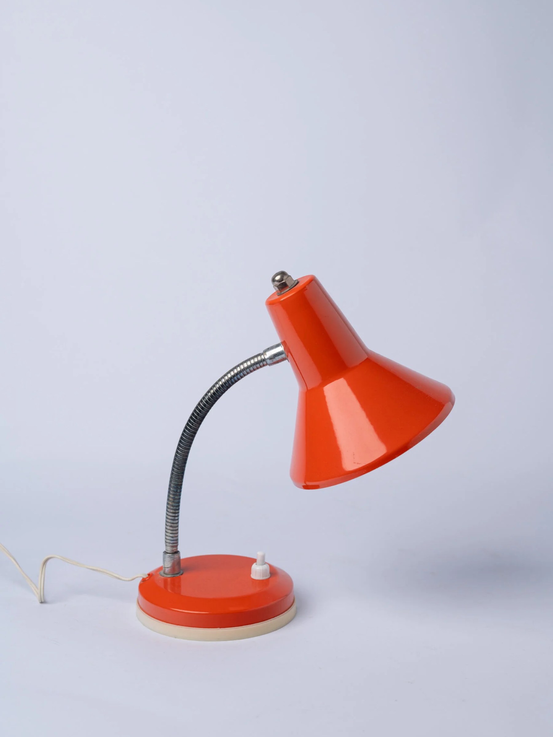 1970s Mid-Century Modern gooseneck orange  bedside lamp