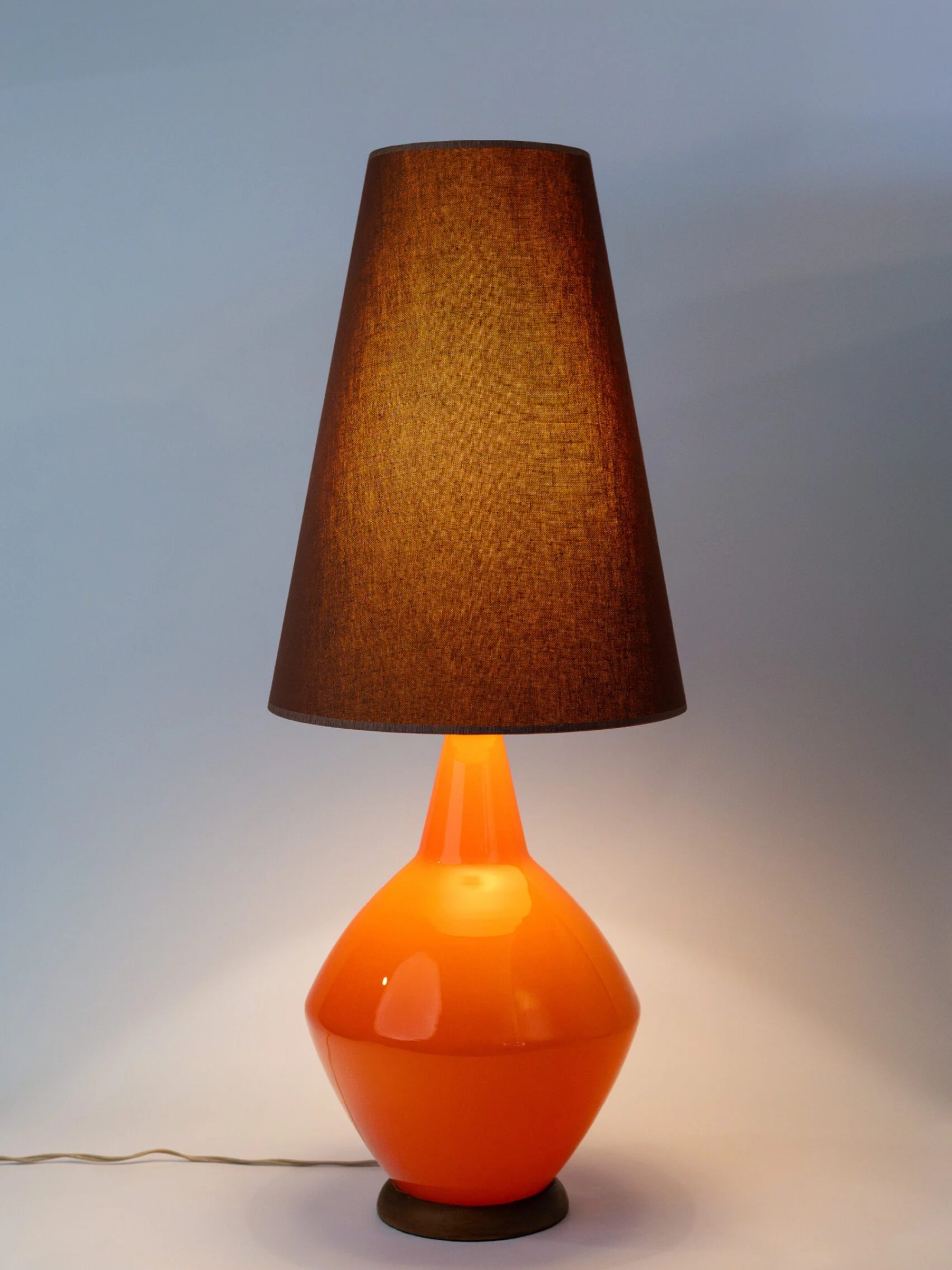 1960s Mid-Century Modern  orange opaline table lamp