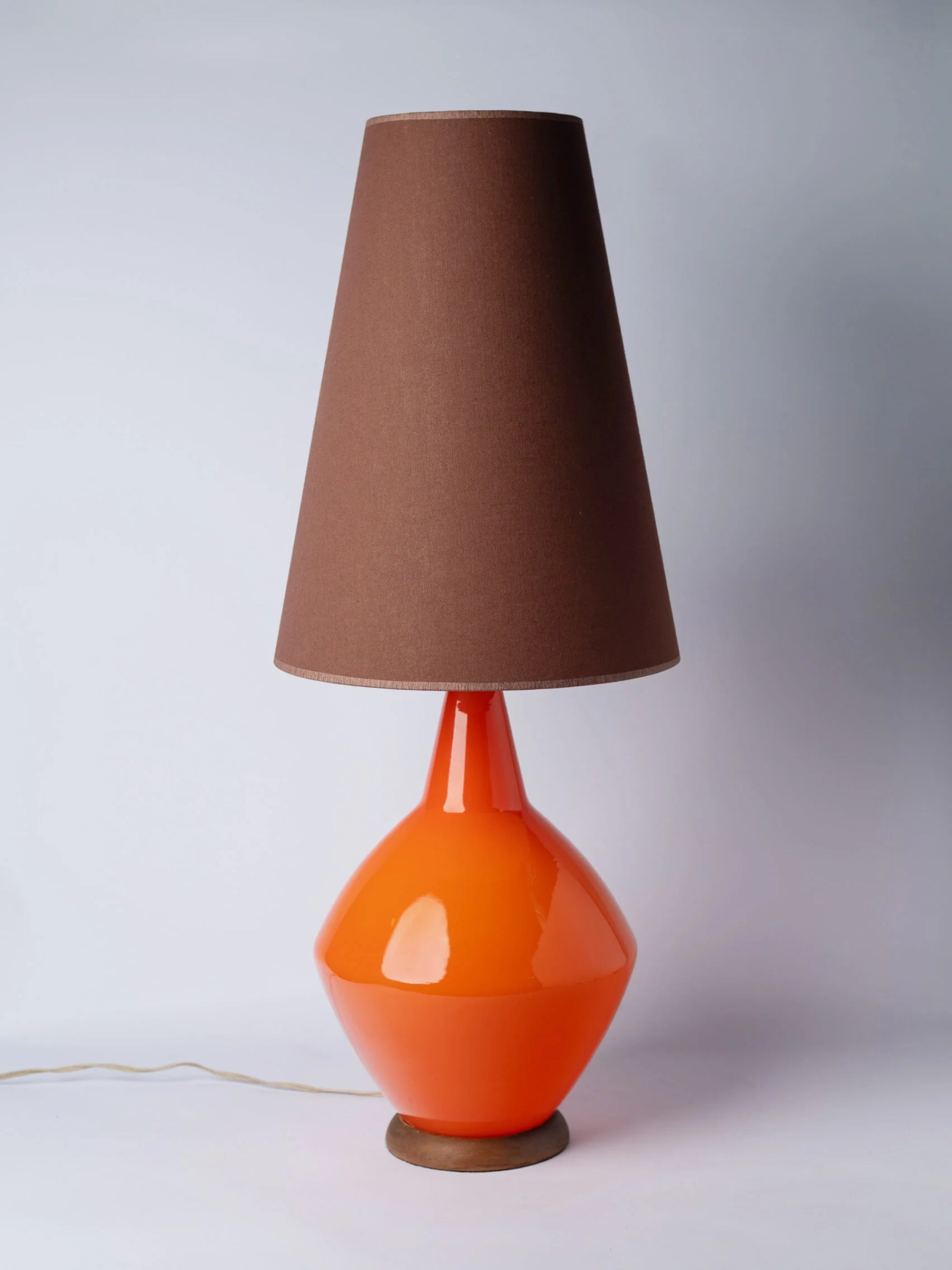1960s Mid-Century Modern  orange opaline table lamp