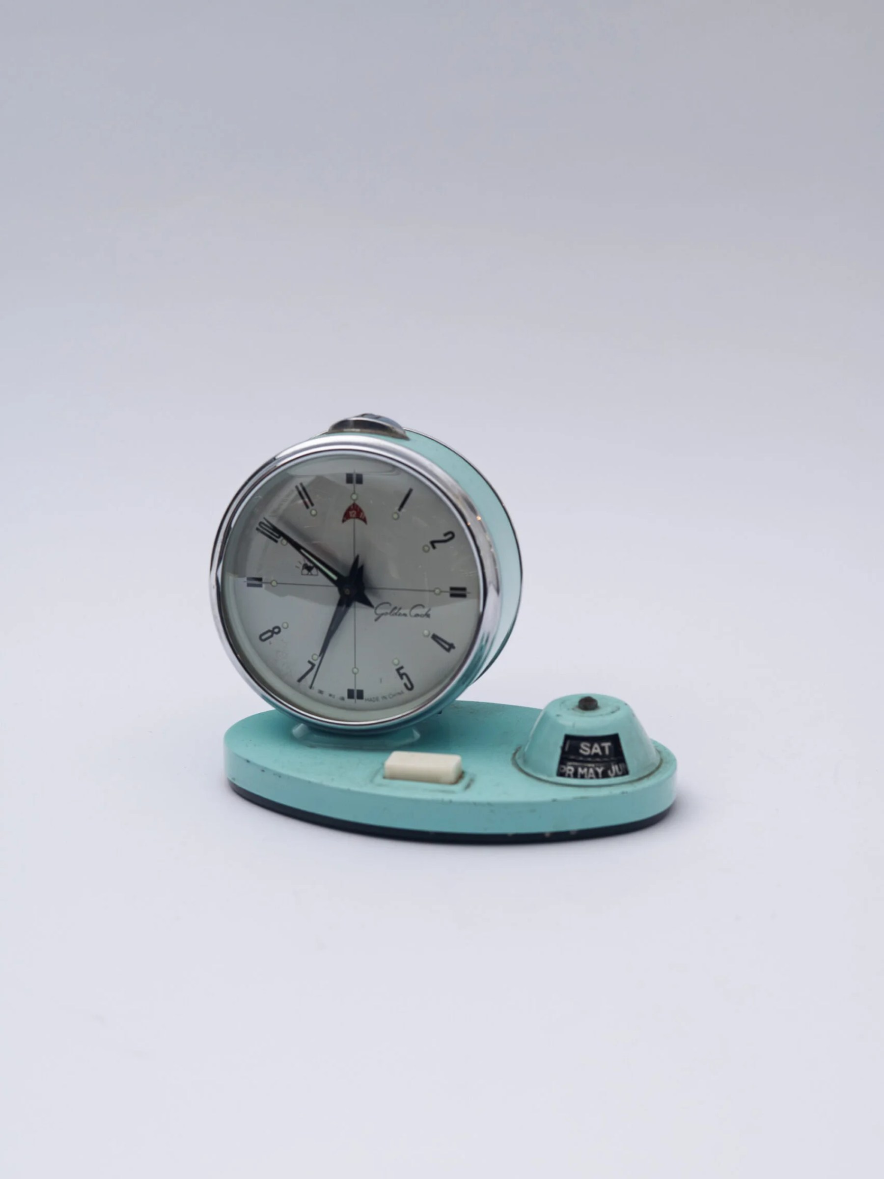 1960s ‘Golden Cock’ table clock with diary