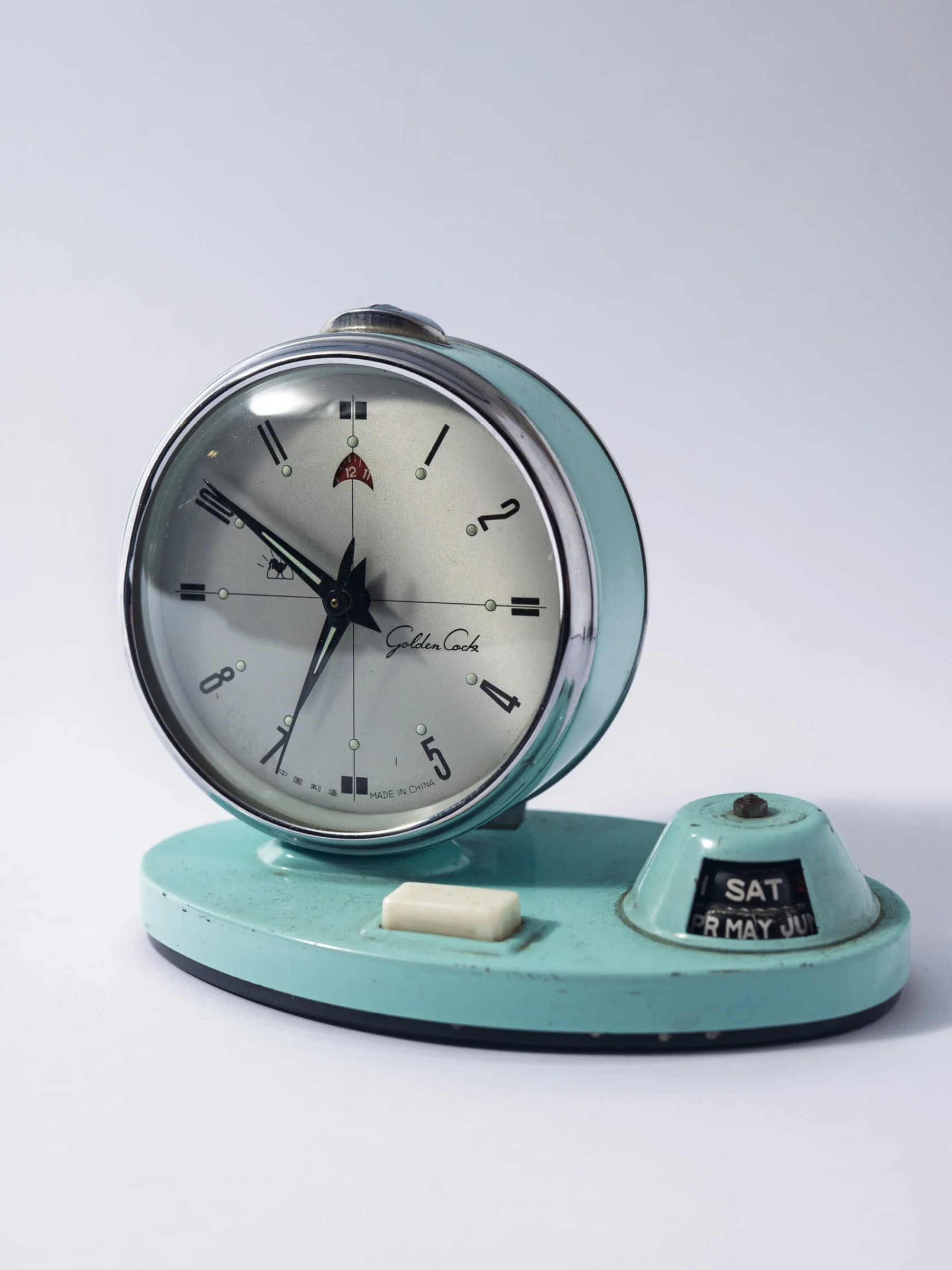 1960s ‘Golden Cock’ table clock with diary