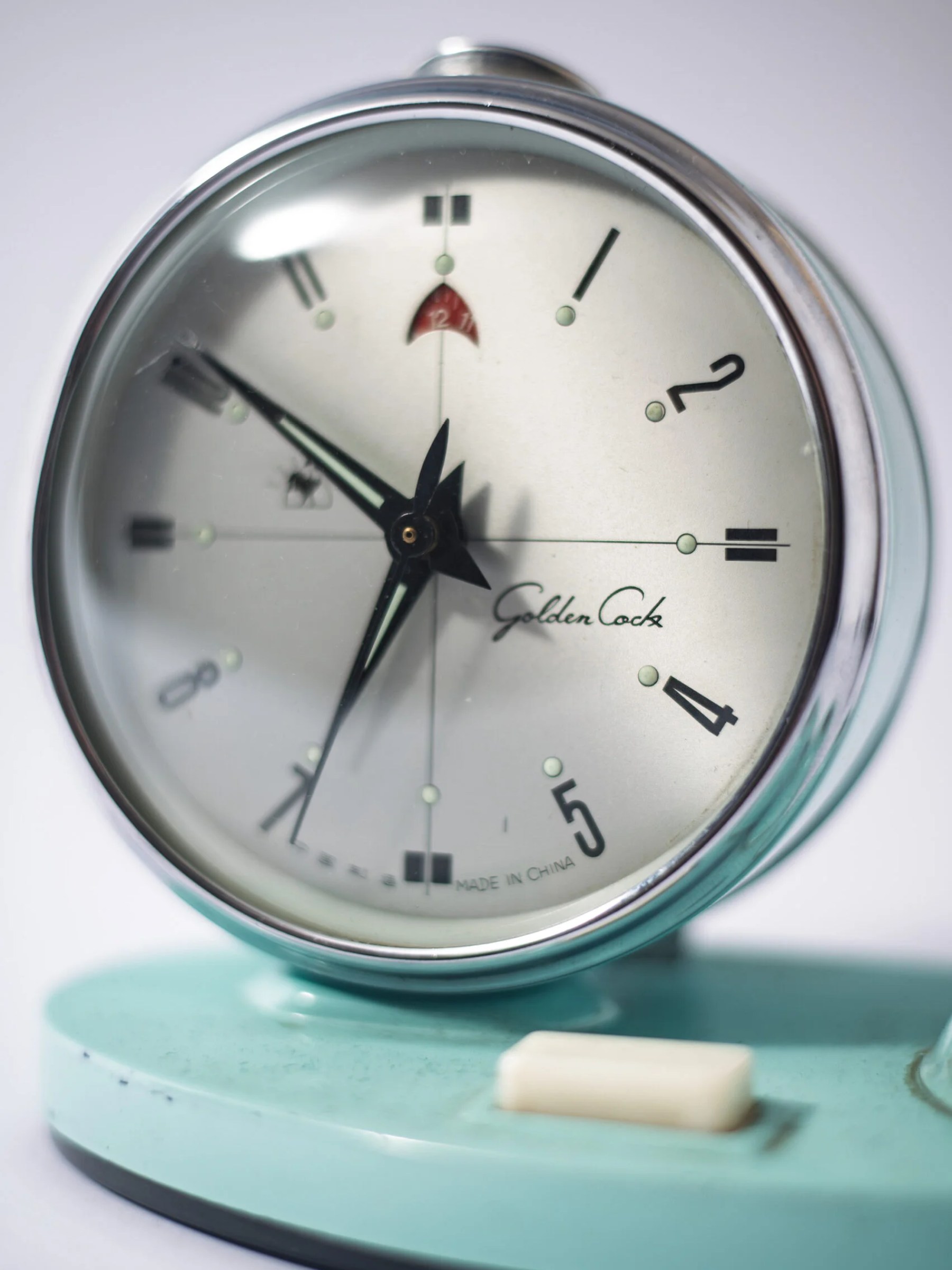 1960s ‘Golden Cock’ table clock with diary