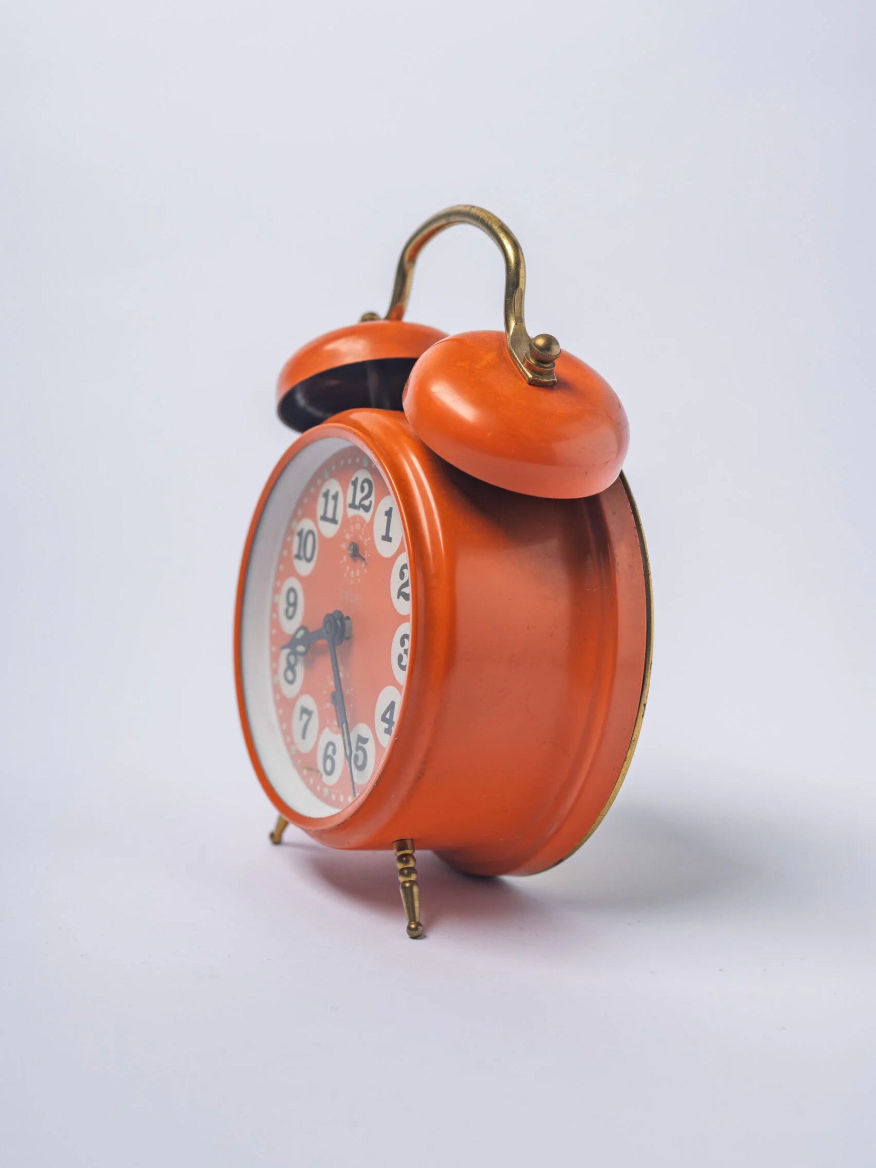 1970s Mid-Century Modern ‘Peter’ orange table clock
